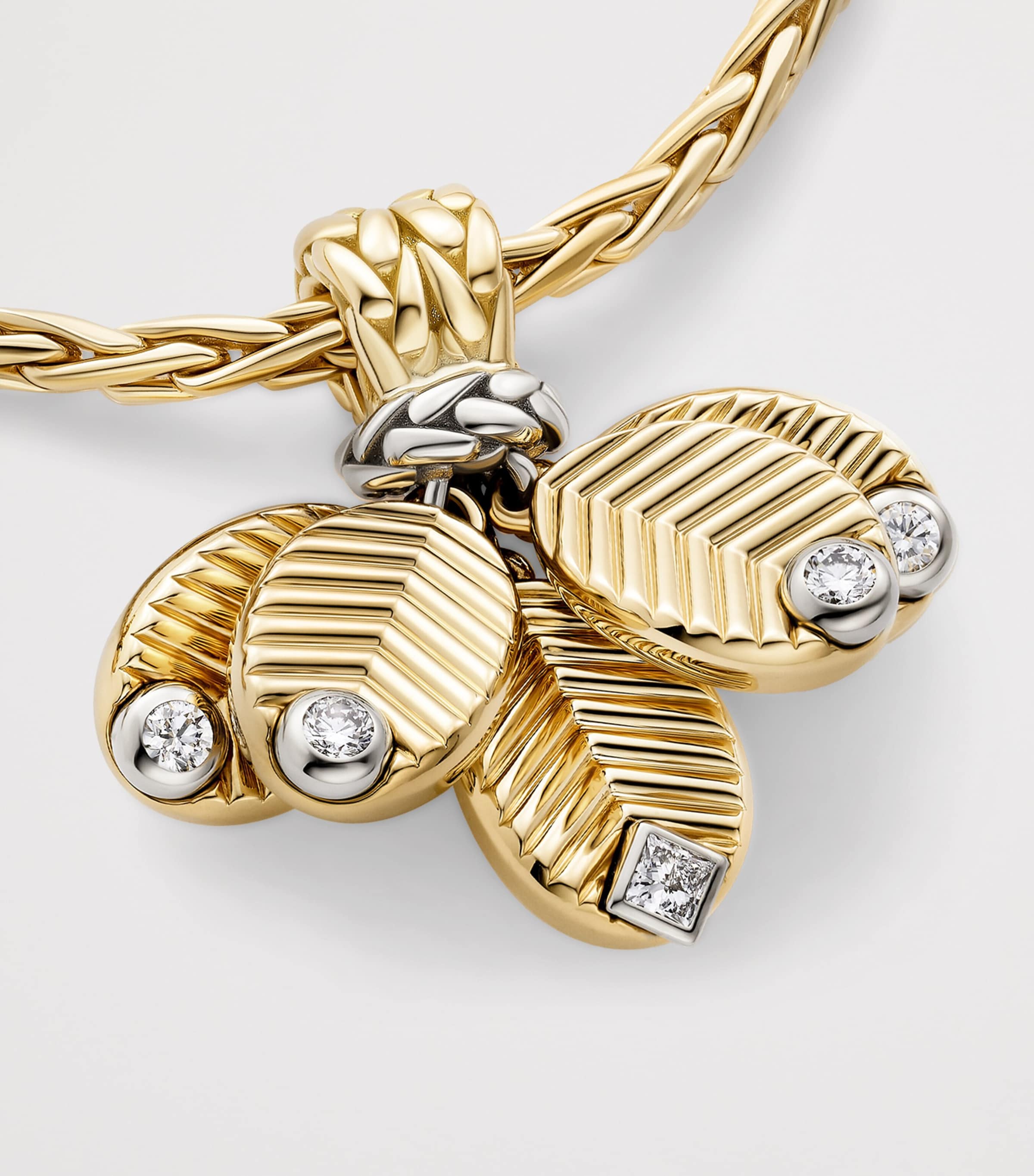 Yellow Gold, White Gold and Diamond Grain de Café Necklace MIXED GOLD Image 5