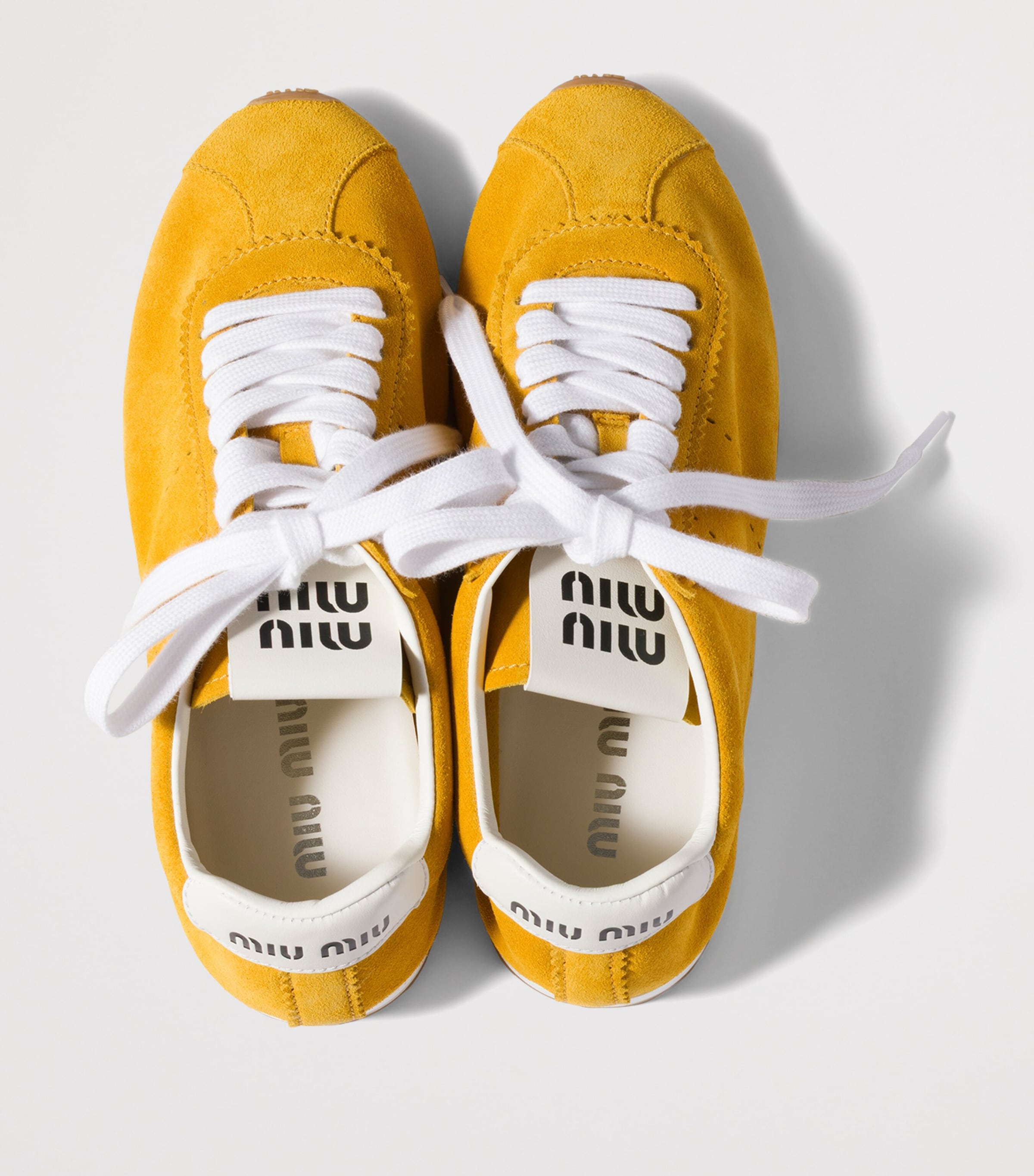 Miu Miu Suede Plume Sneakers Yellow Image 4