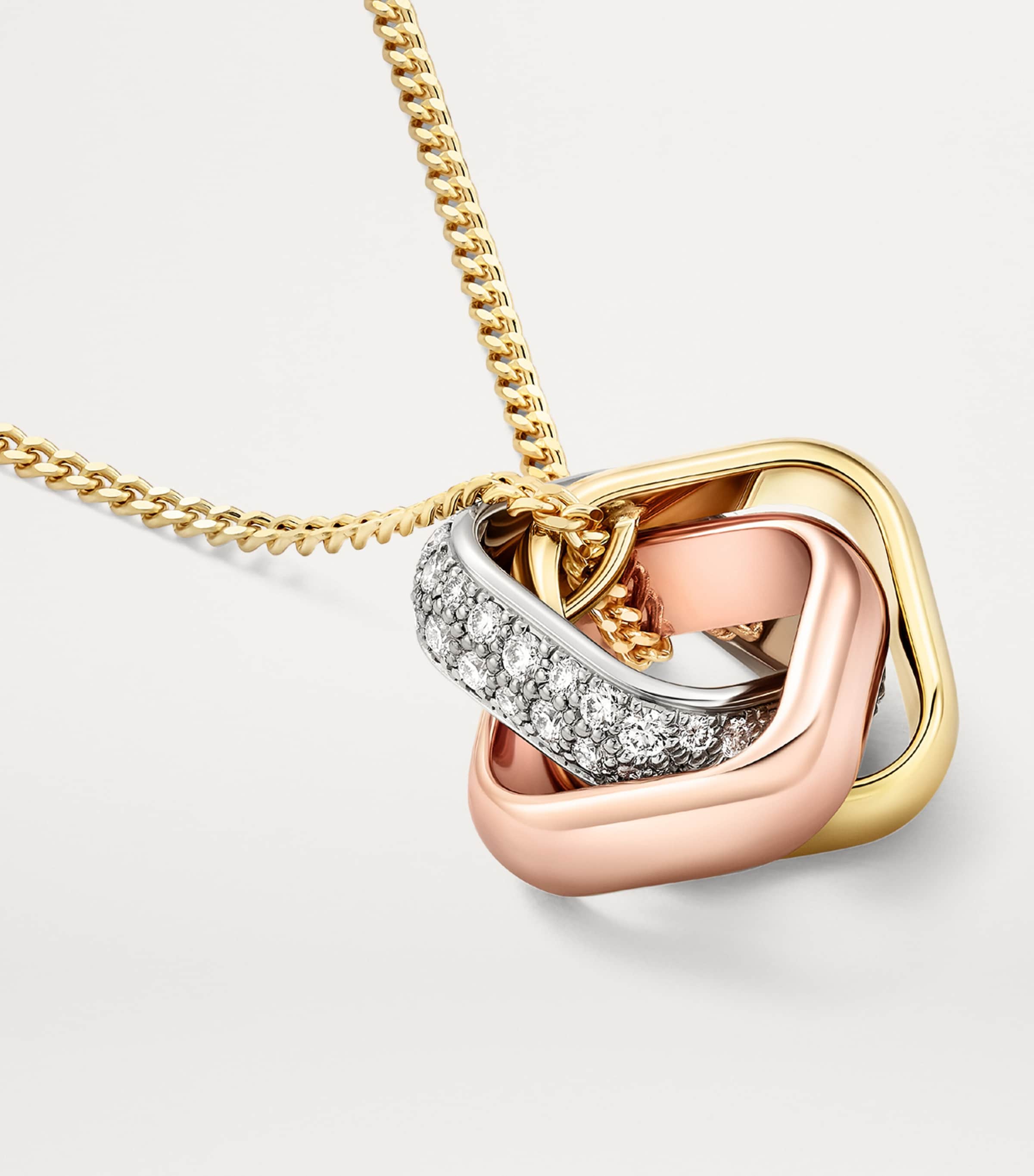 Gold and Diamond Trinity Necklace MULTI Image 9