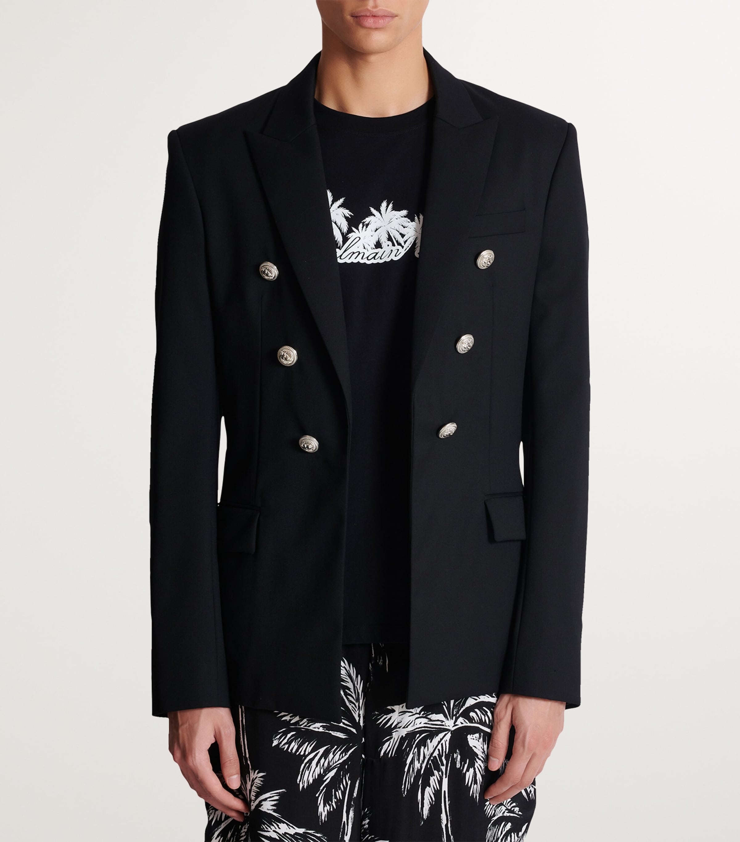 Wool Double-Breasted Blazer 0PA NOIR Image 4