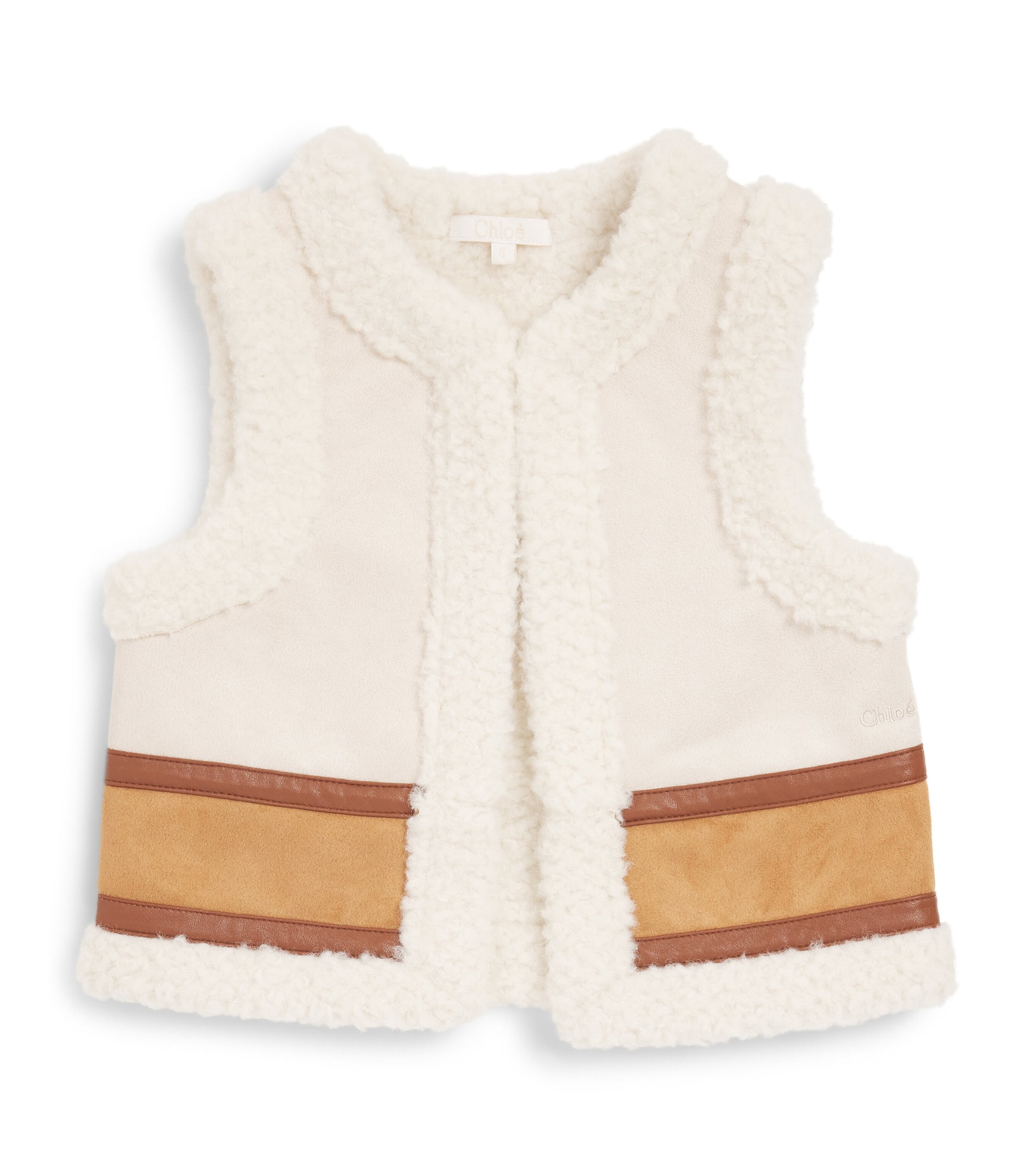 Shop Chloé Faux Shearling Waistcoat In Brown