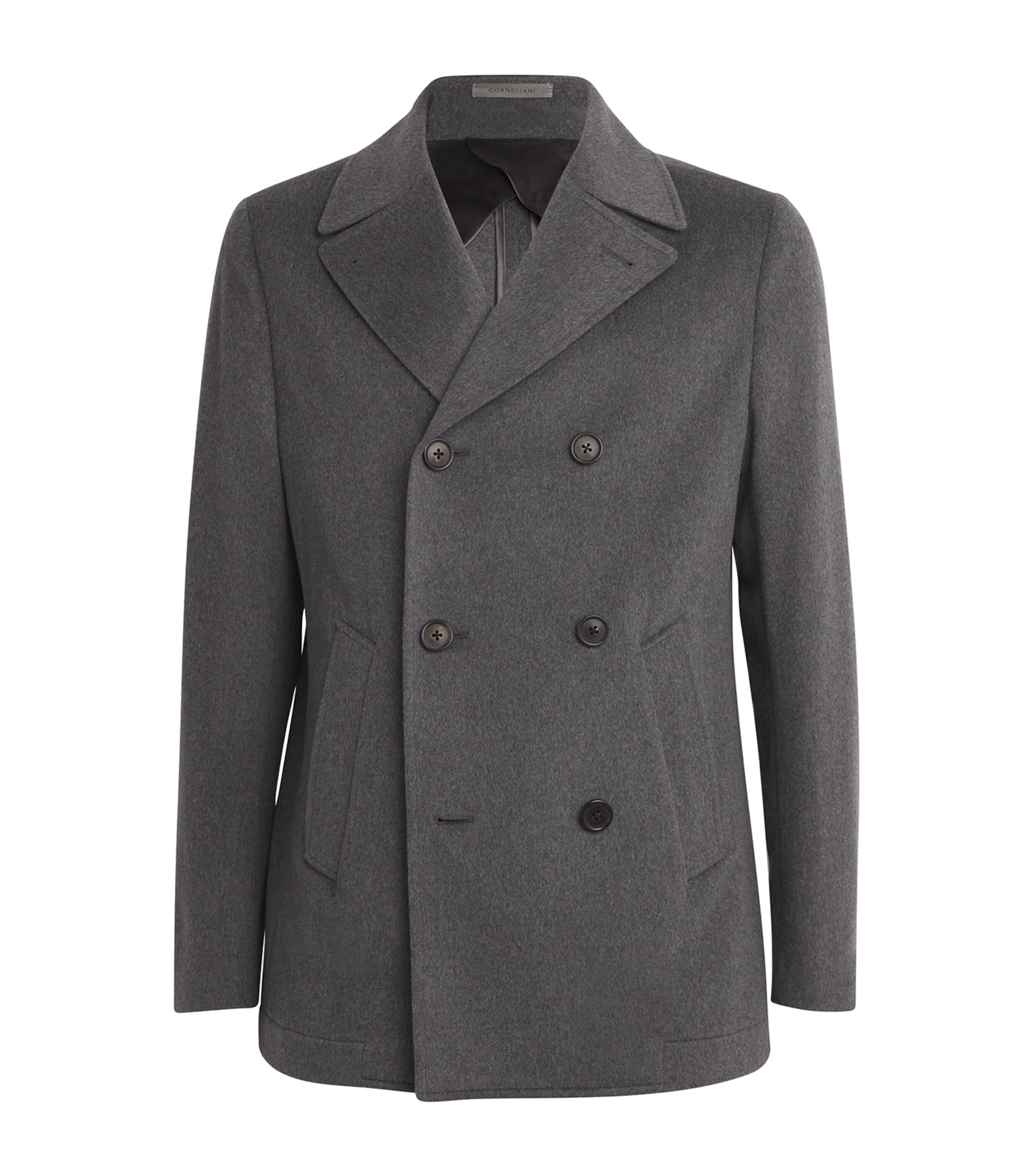 Corneliani Virgin Wool Pea Coat In Grey