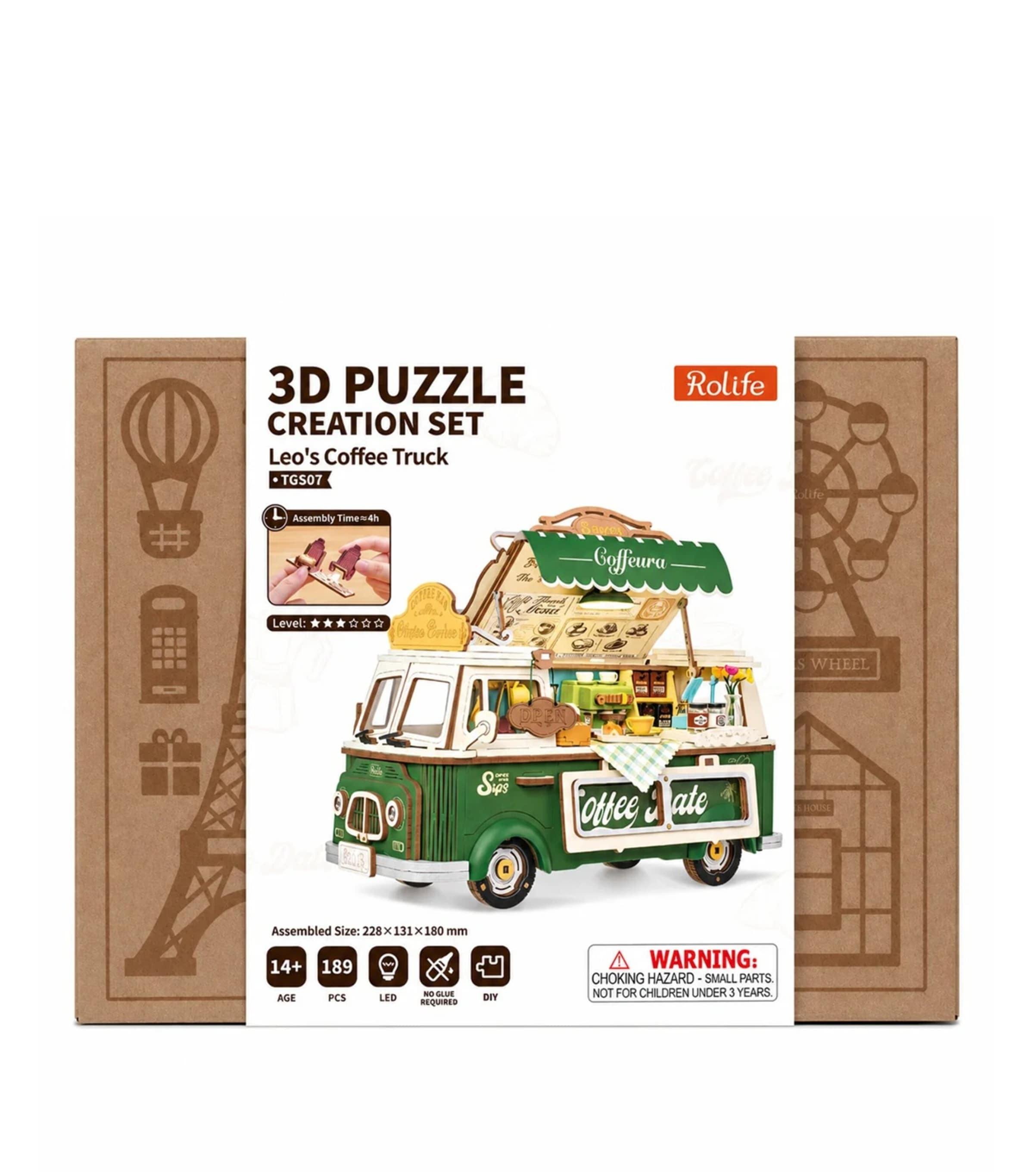 Robotime Rolife Leo's Coffee Truck 3D Wooden Puzzle Image 2