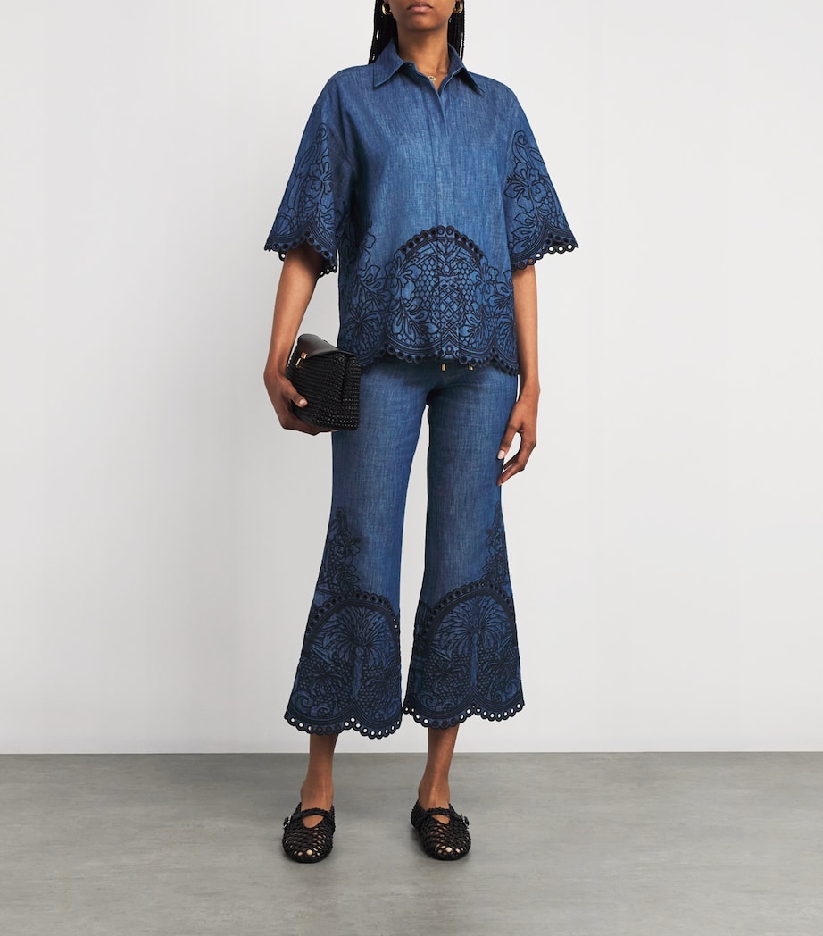 Denim Coco Flared Trousers RWBLU RAILWAY BLUE Image 2