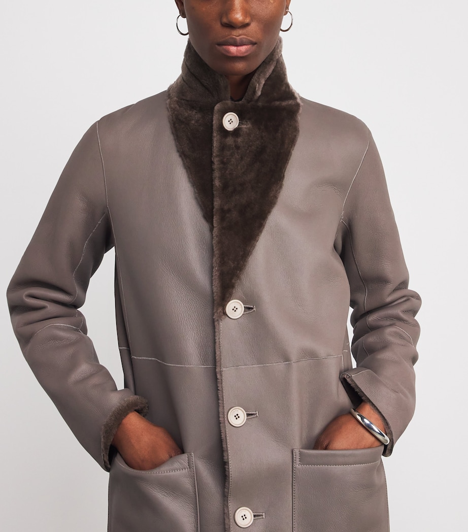 Shearling Reversible Britanny Coat MUSHROOM Image 7