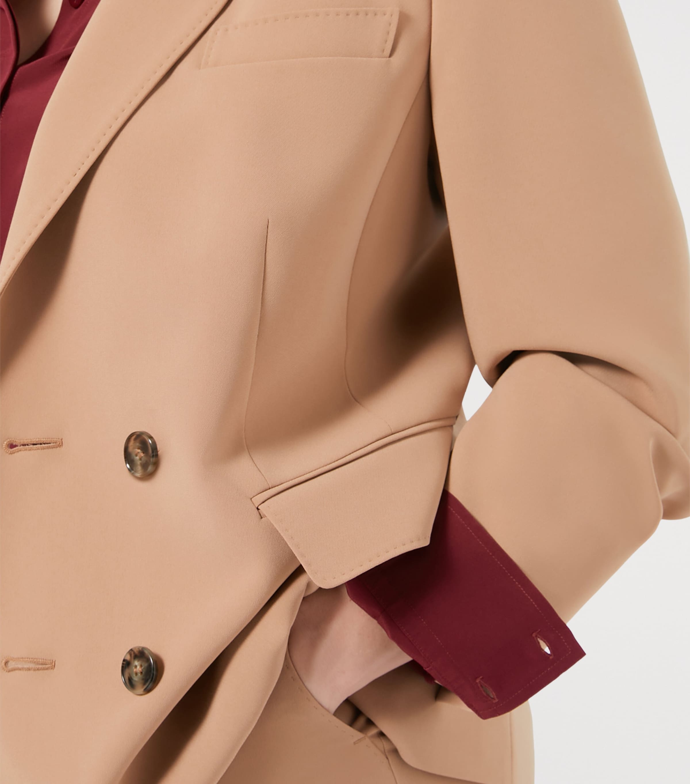 【TK】THE NERDYS Chino Double Breasted Double-breasted cady blazer jacket, camel | Marina Rinaldi