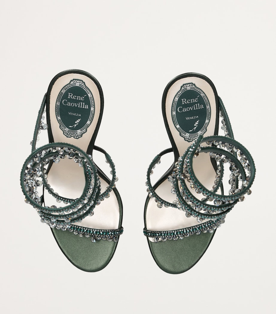 René Caovilla Embellished Chandelier Sandals 105 Teal Image 4