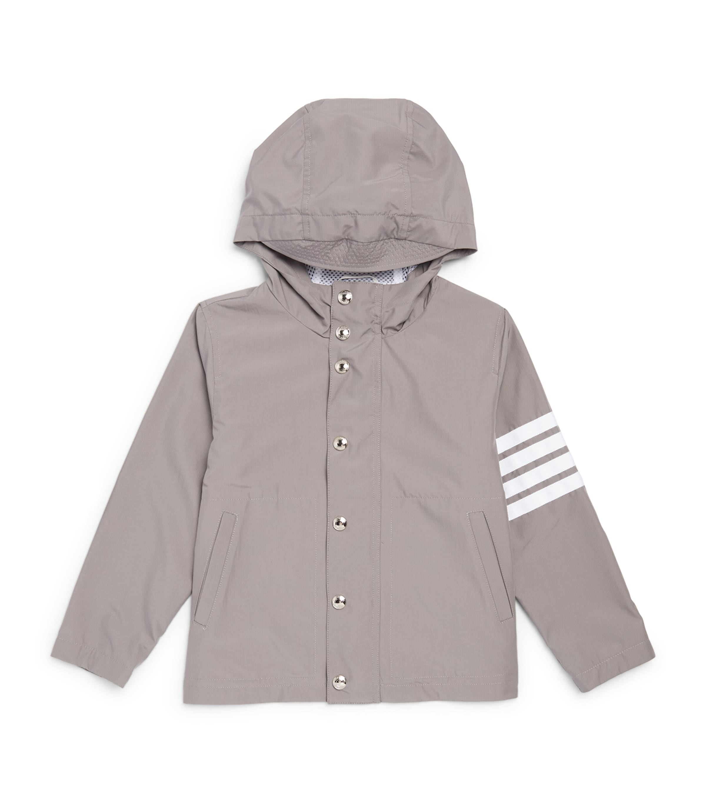 Thom Browne Kids' 4-bar Hooded Jacket In Gray