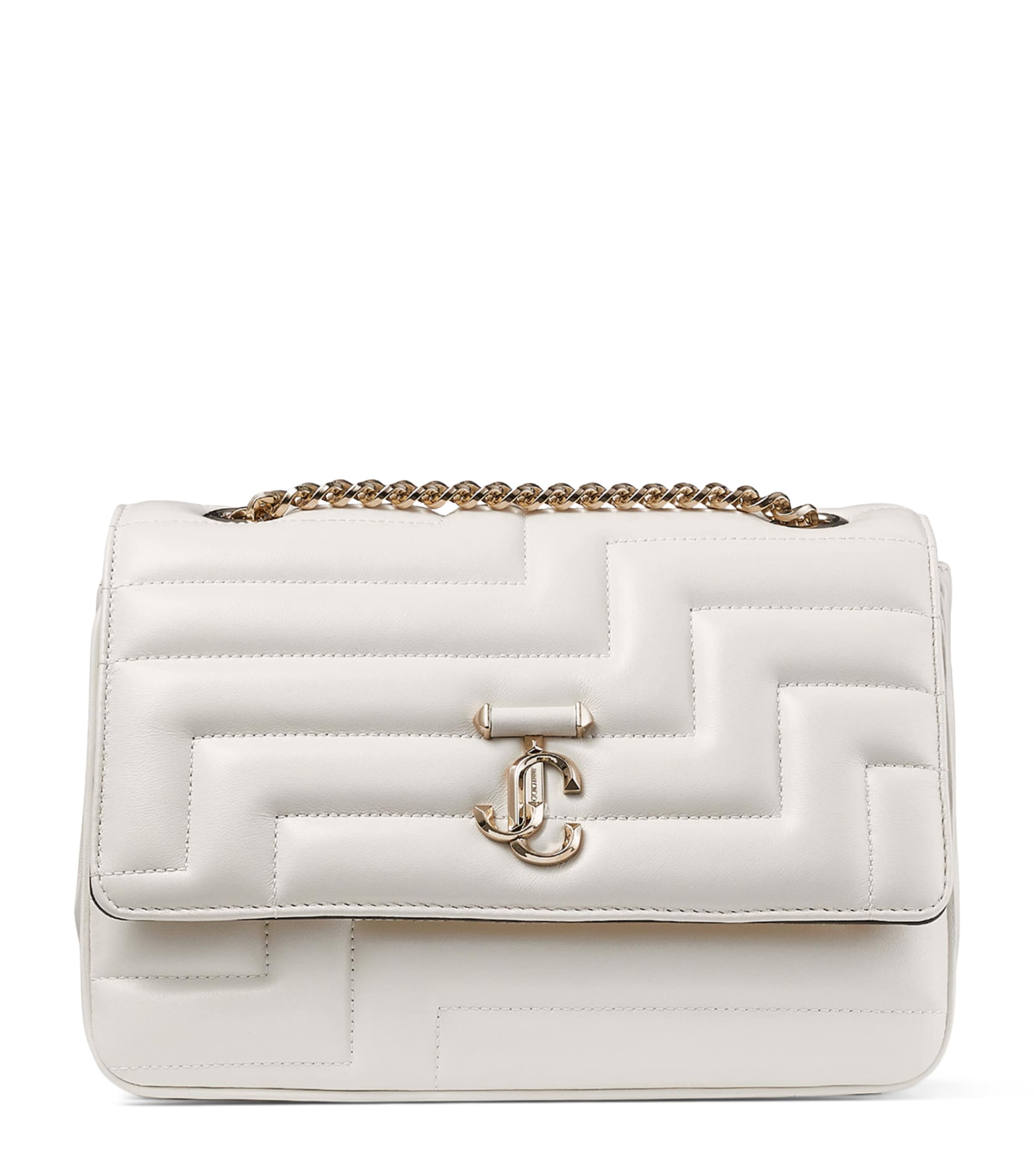 Jimmy Choo Leather Avenue Soft Shoulder Bag In White