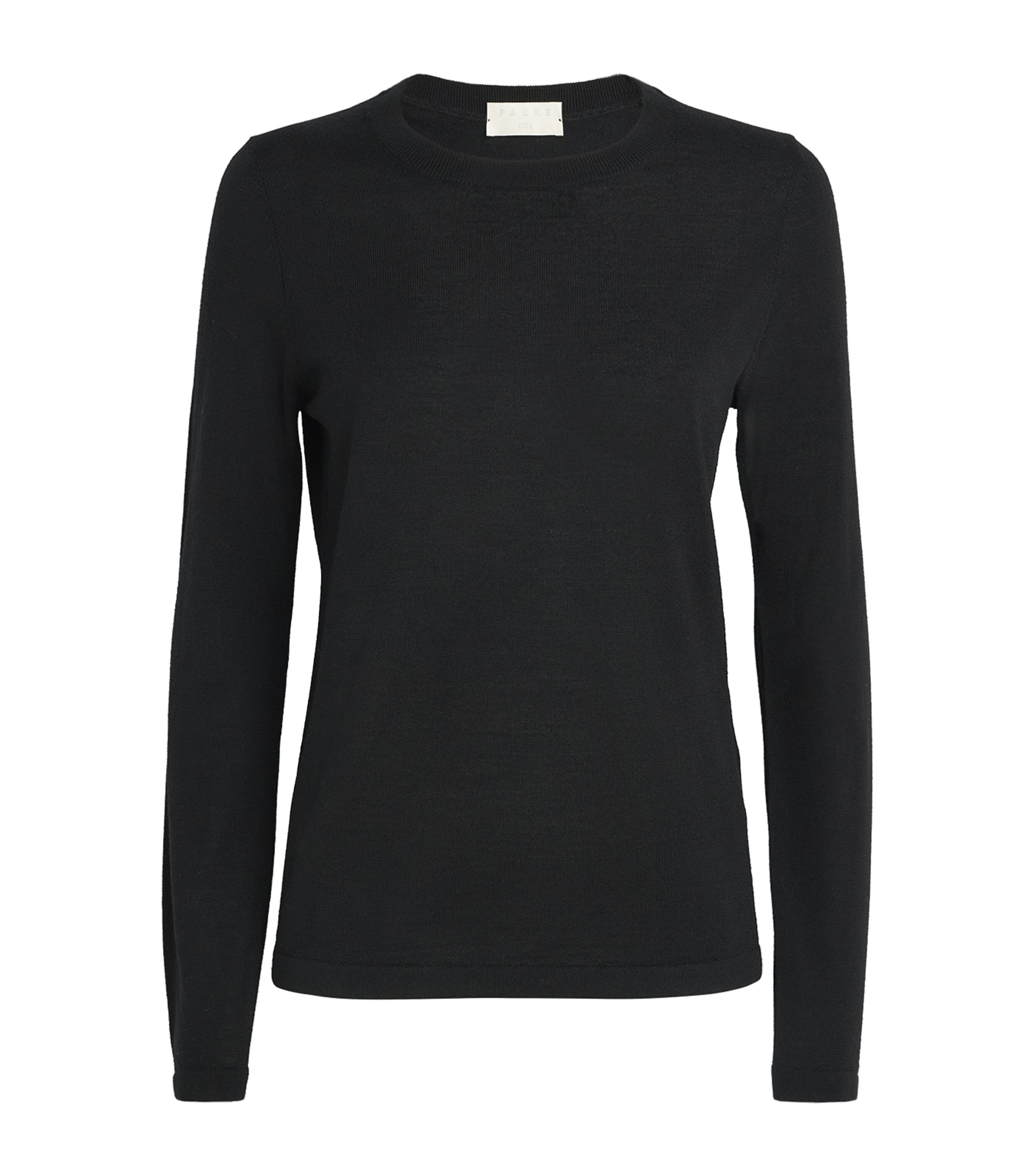 Falke Virgin Wool Crew-neck Sweater In Black
