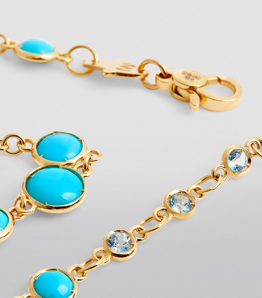 Yellow Gold, Topaz and Turquoise Charmed Necklace YELLOW GOLD Image 5