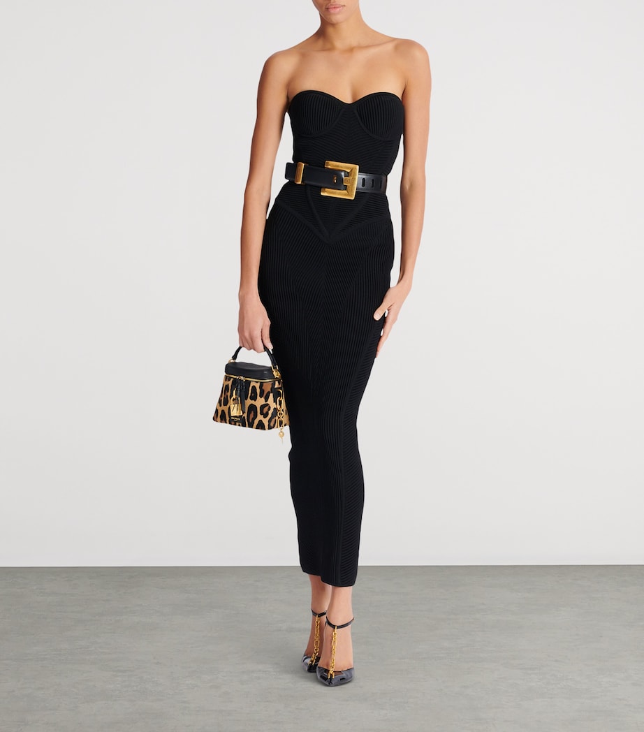 Knitted Strapless Maxi Dress 0PA NOIR Image 5