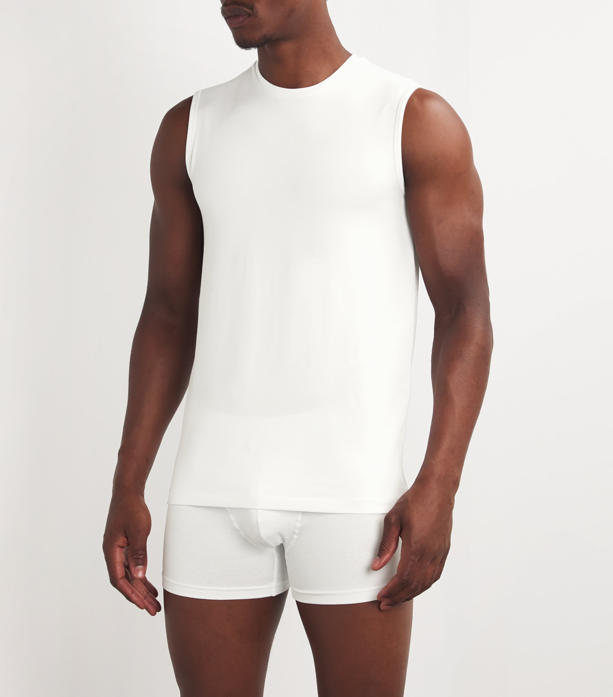 Cotton-Blend Daily Comfort Muscle Shirt (Pack of 2) 2000/WHITE Image 2