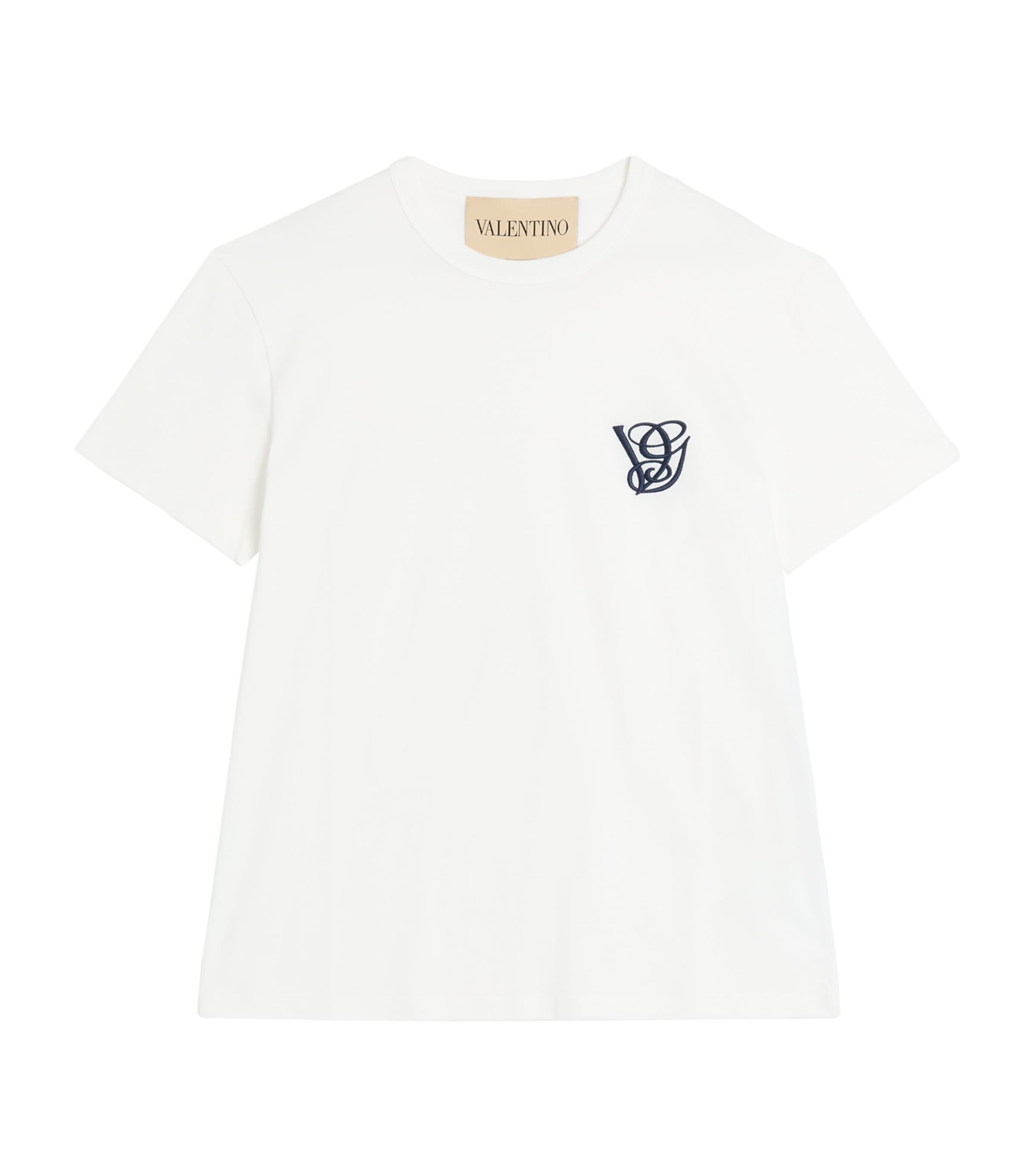 Valentino Garavani Men's White V Logo Short Sleeve Crew Neck