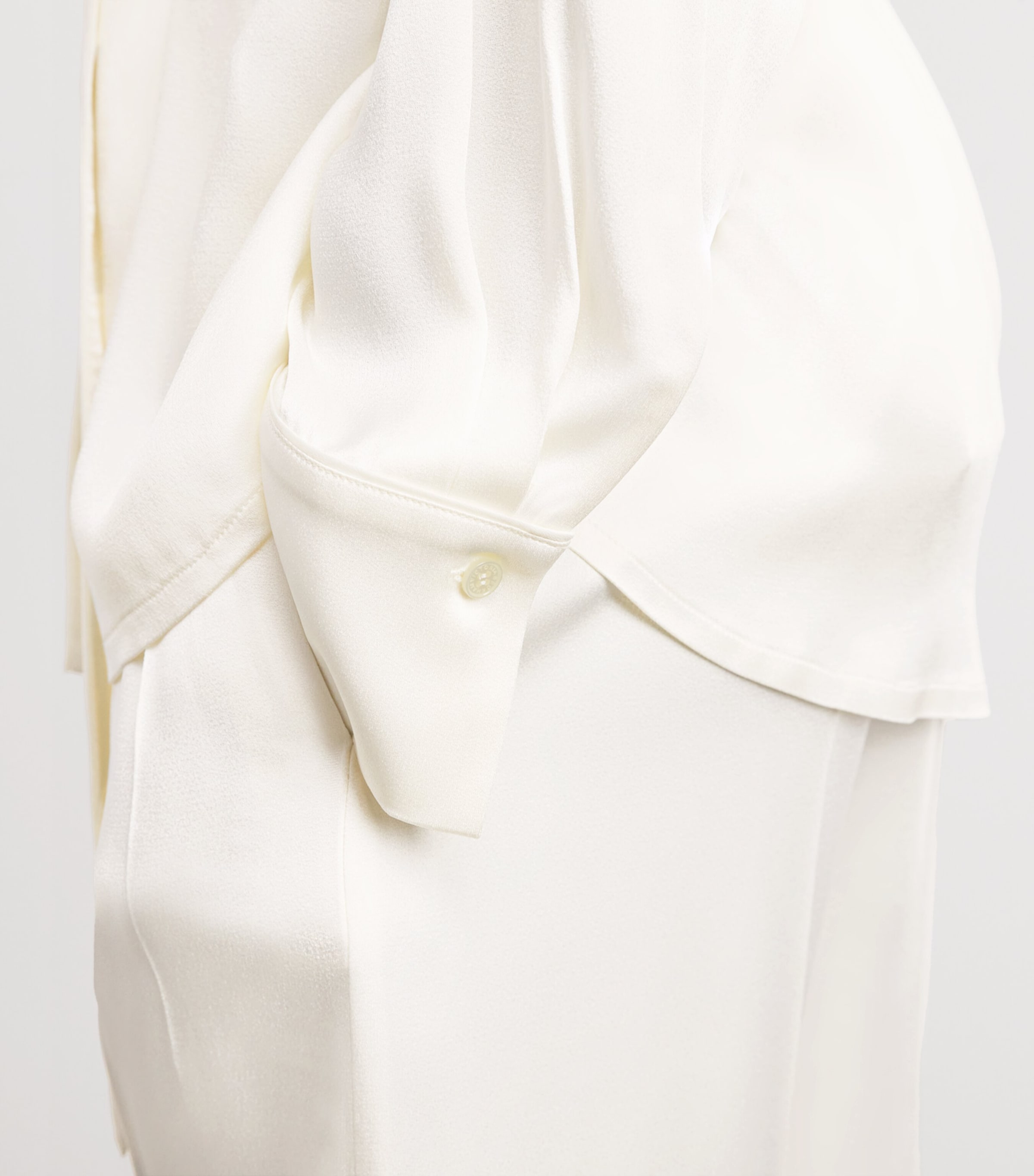 Victoria Beckham Womens Satin Crepe Alba Blouse Ivory Image 3
