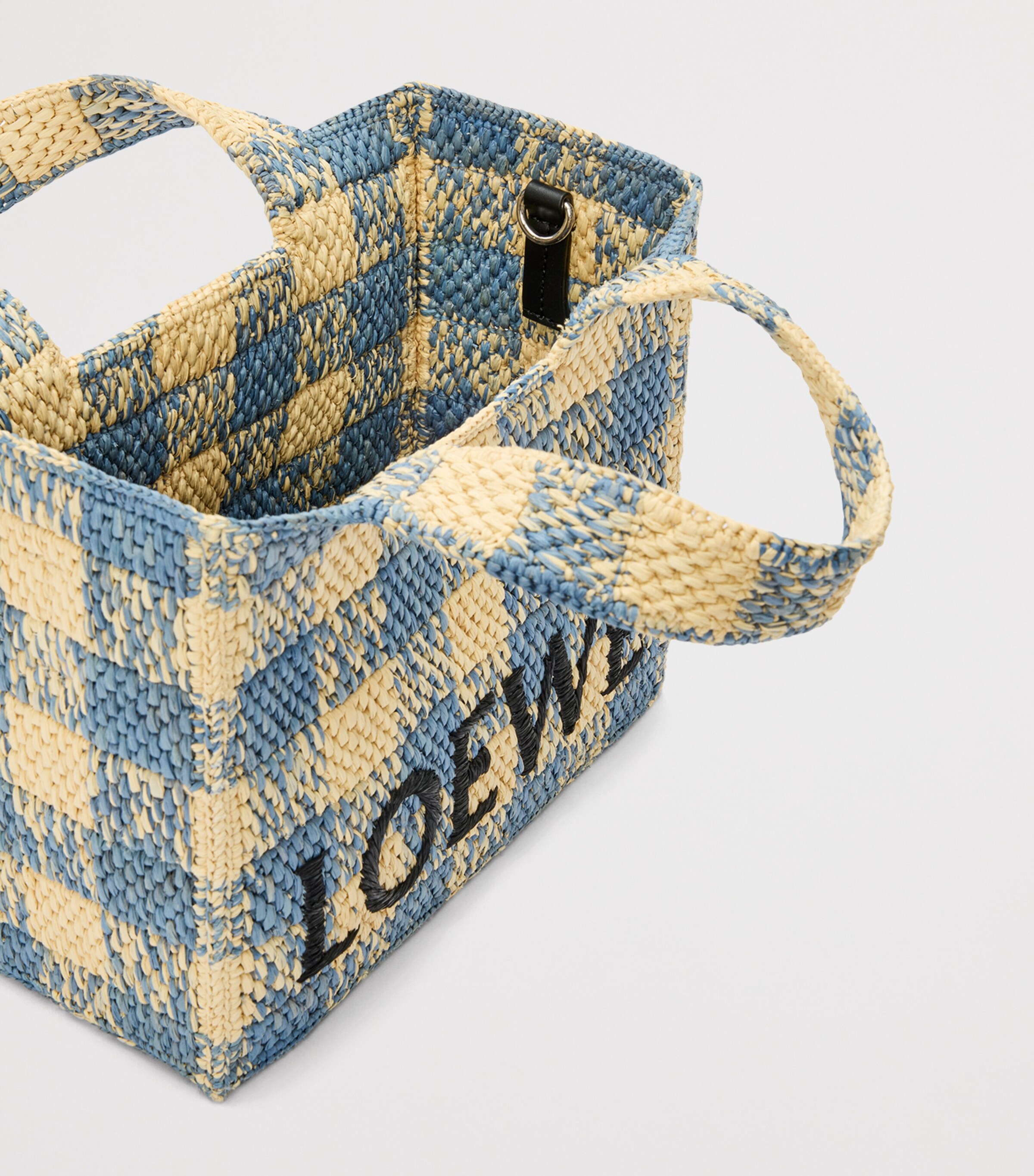 LOEWE x Paula's Ibiza Small Gingham Font Tote Bag Natural/light Blue Image 6