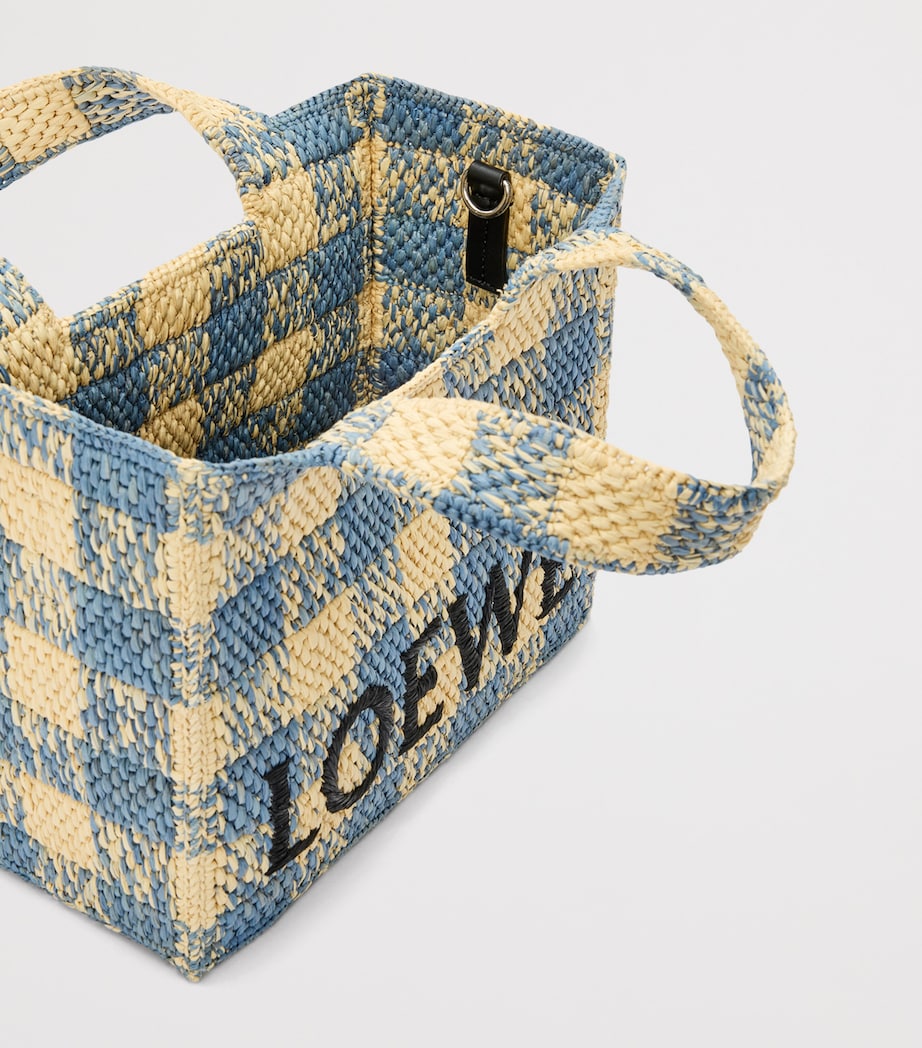 LOEWE x Paula's Ibiza Small Gingham Font Tote Bag Natural/light Blue Image 6