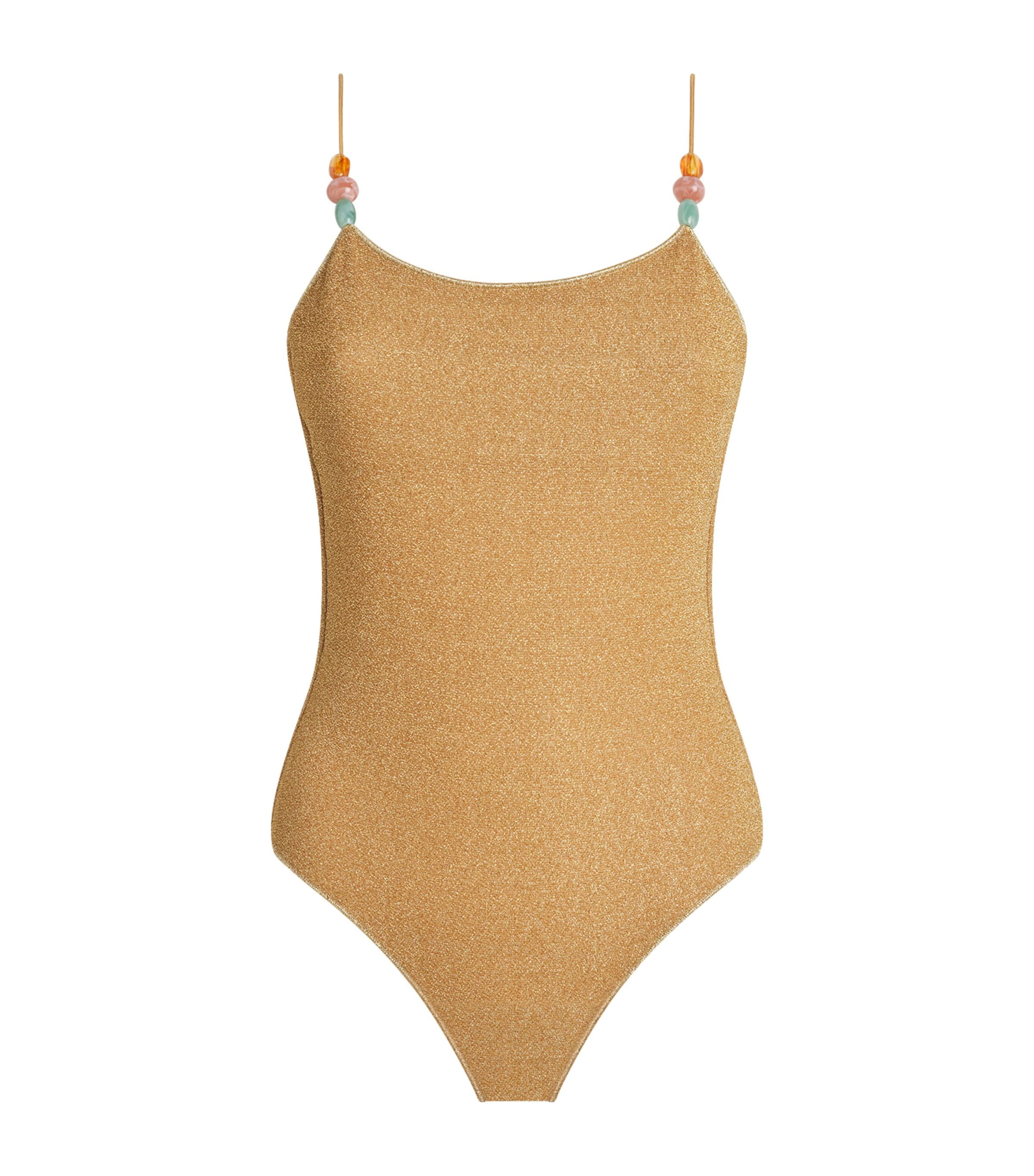 Oséree Womens Beaded Lumière Swimsuit Gold Image 1
