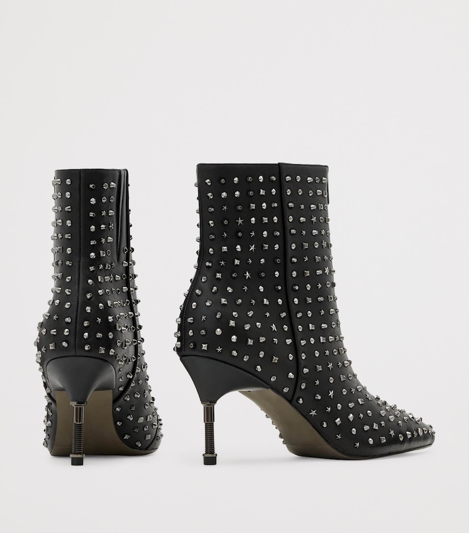 Leather Stud Heeled Boots 88 BLACK Image 3