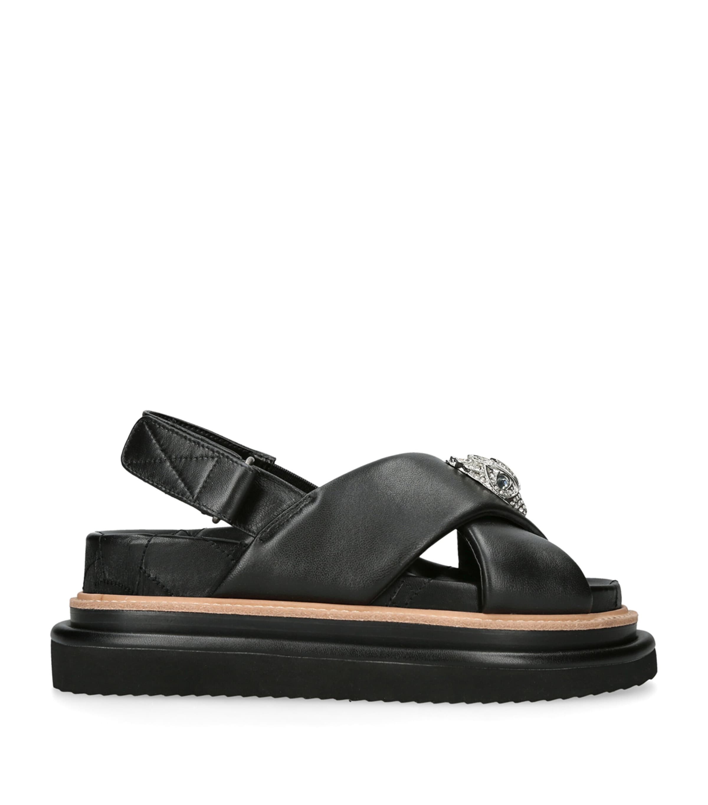Kurt Geiger London Leather Orson Cross-Strap Sandals Black Image 3