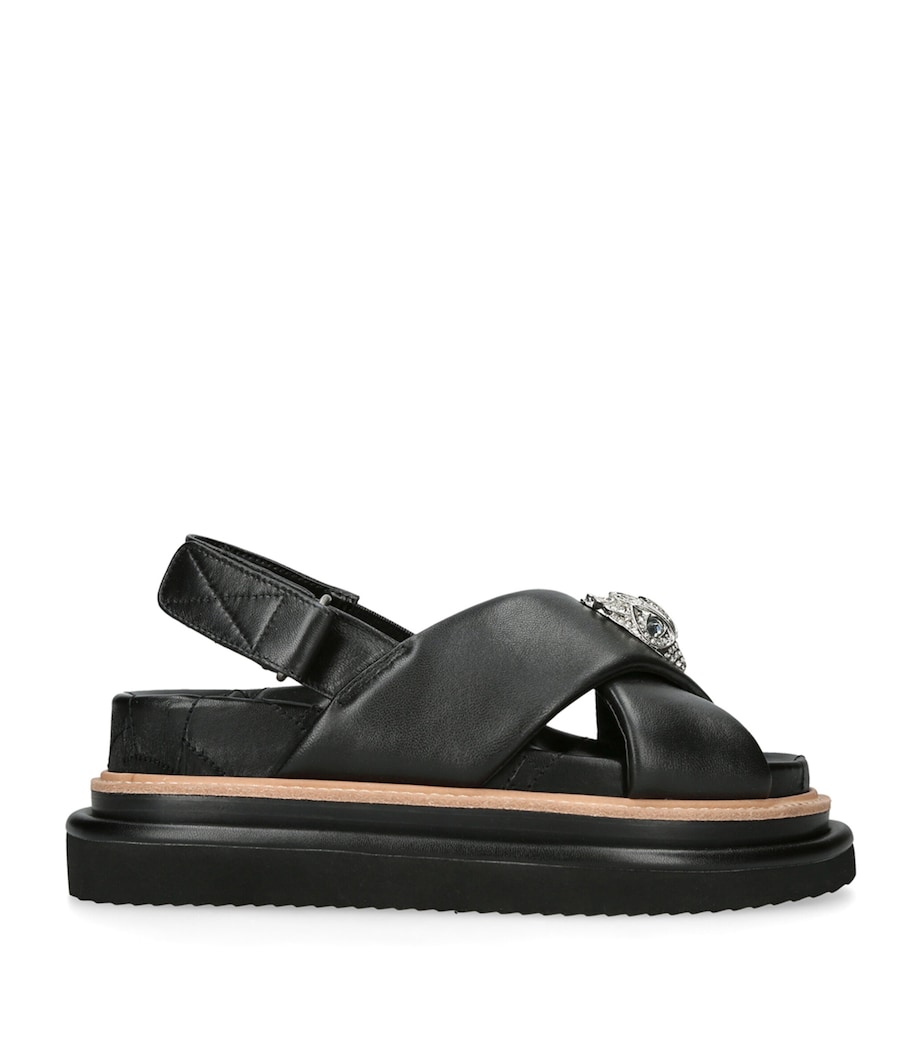 Leather Orson Cross-Strap Sandals BLACK Image 3