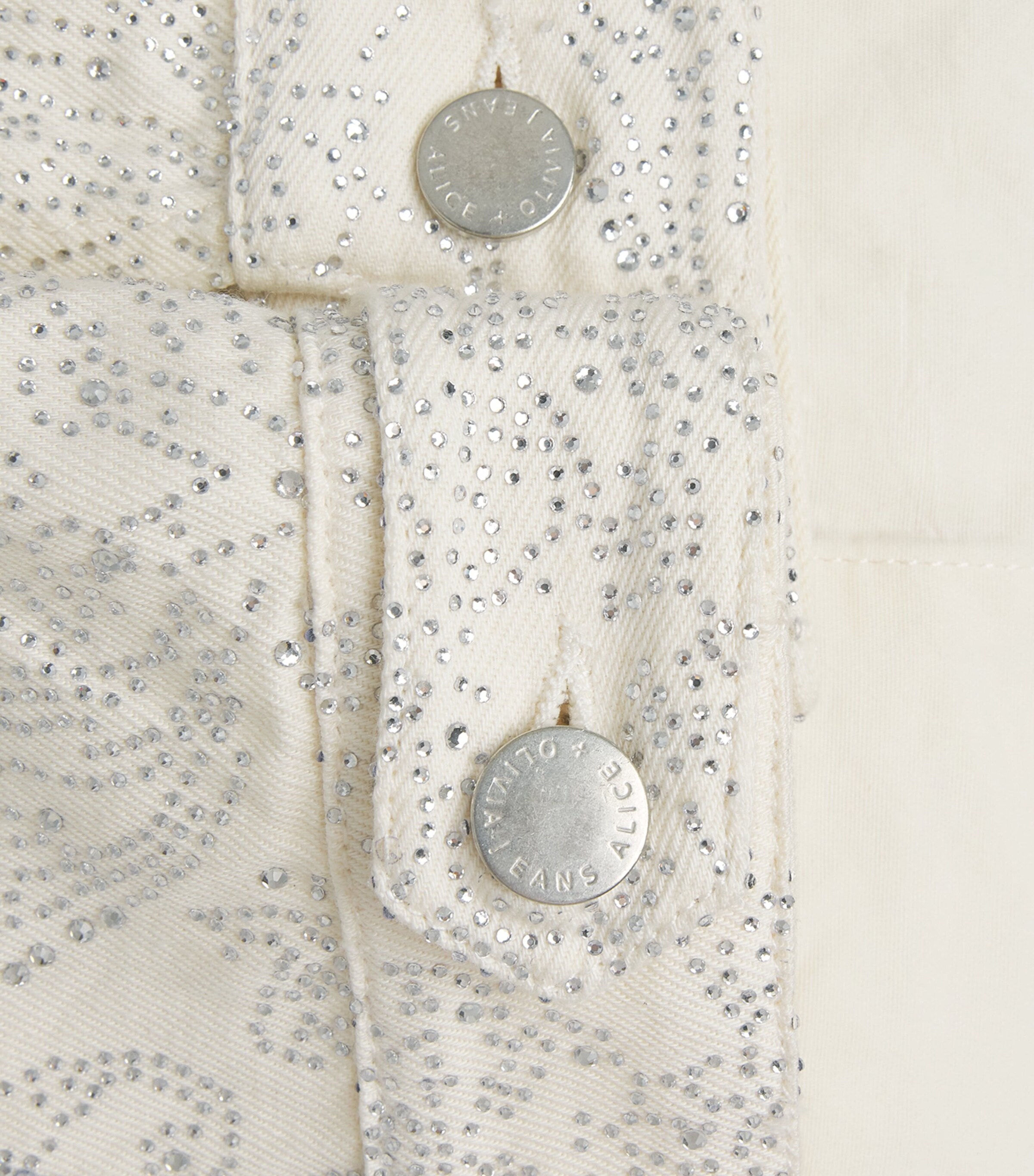 Alice+Olivia Womens Embellished Jeff Denim Jacket Off White/multi Image 6