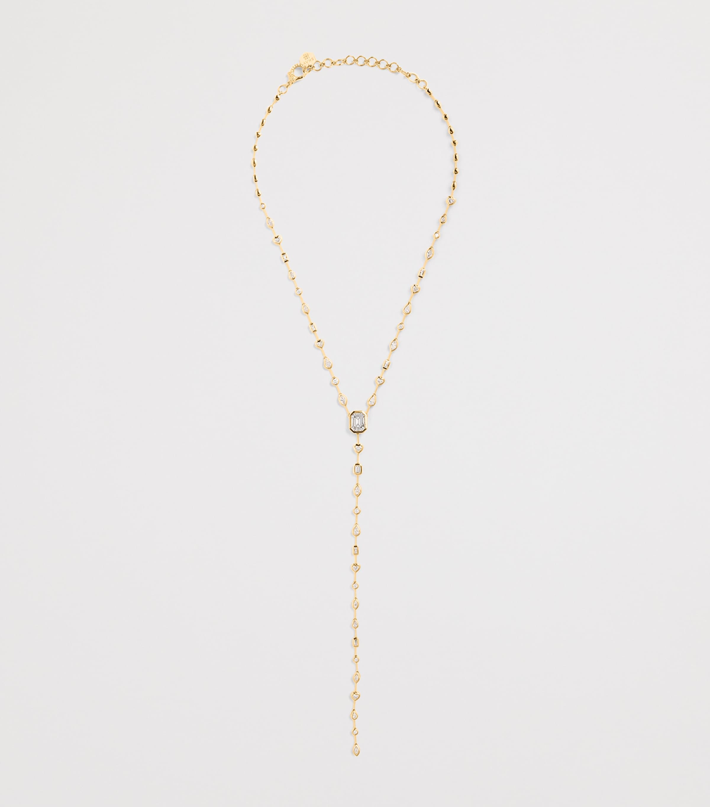 Yellow Gold and Diamond Illusion Necklace YELLOW GOLD Image 3