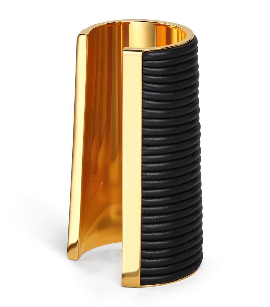 Alaïa Large Lambskin Cuff Bracelet Marine/or Image 2
