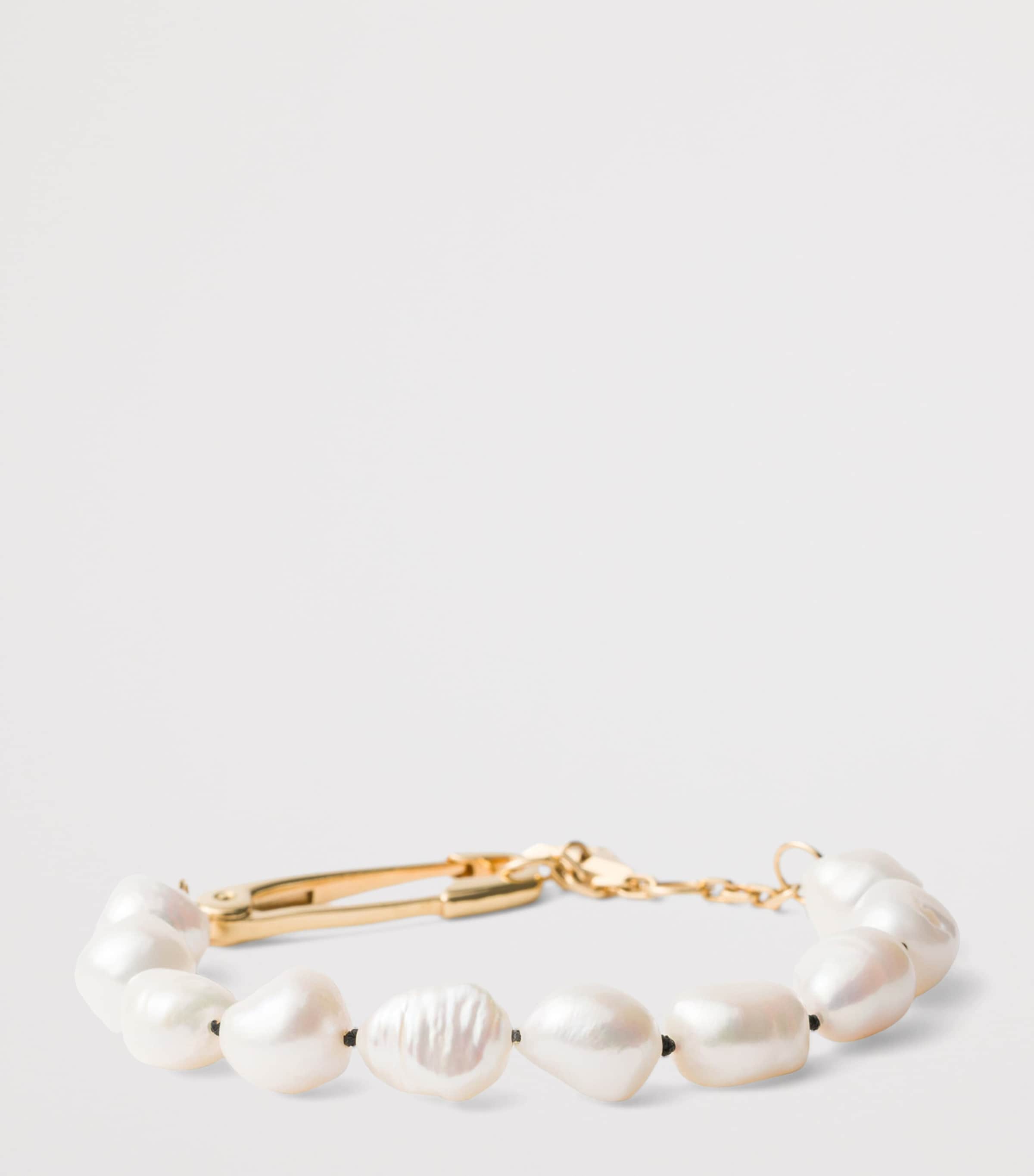 Prada Pearl Safety Pin Bracelet Gold/silver Image 3