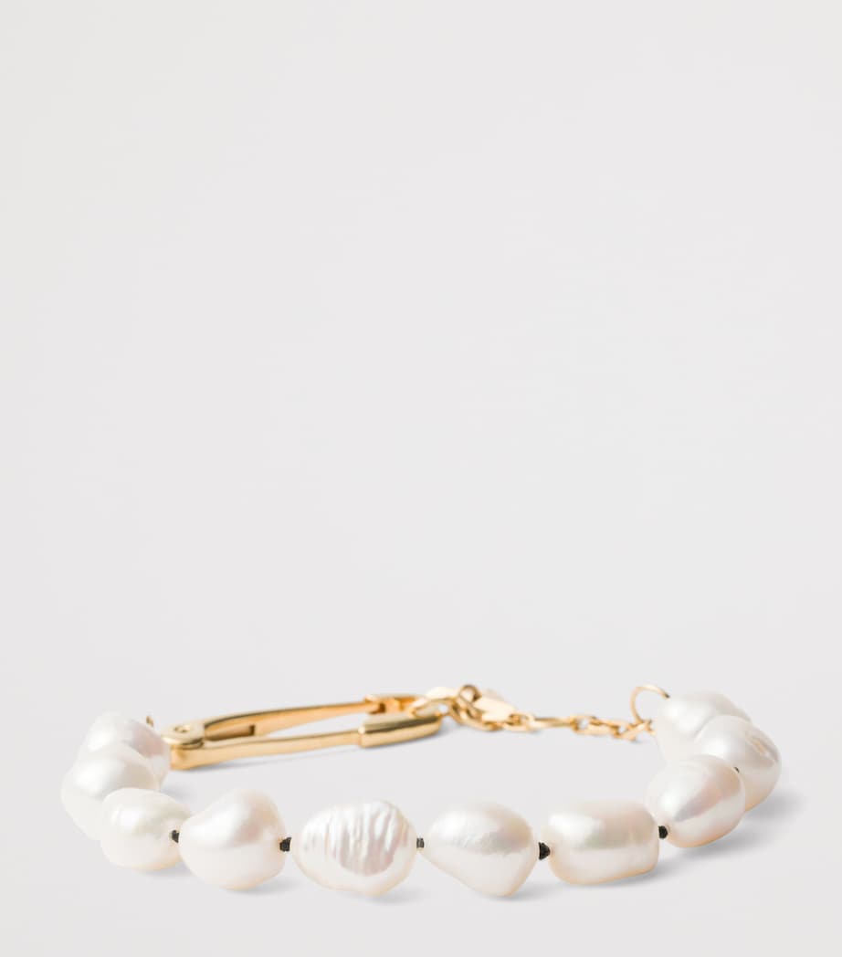 Prada Pearl Safety Pin Bracelet Gold/silver Image 3