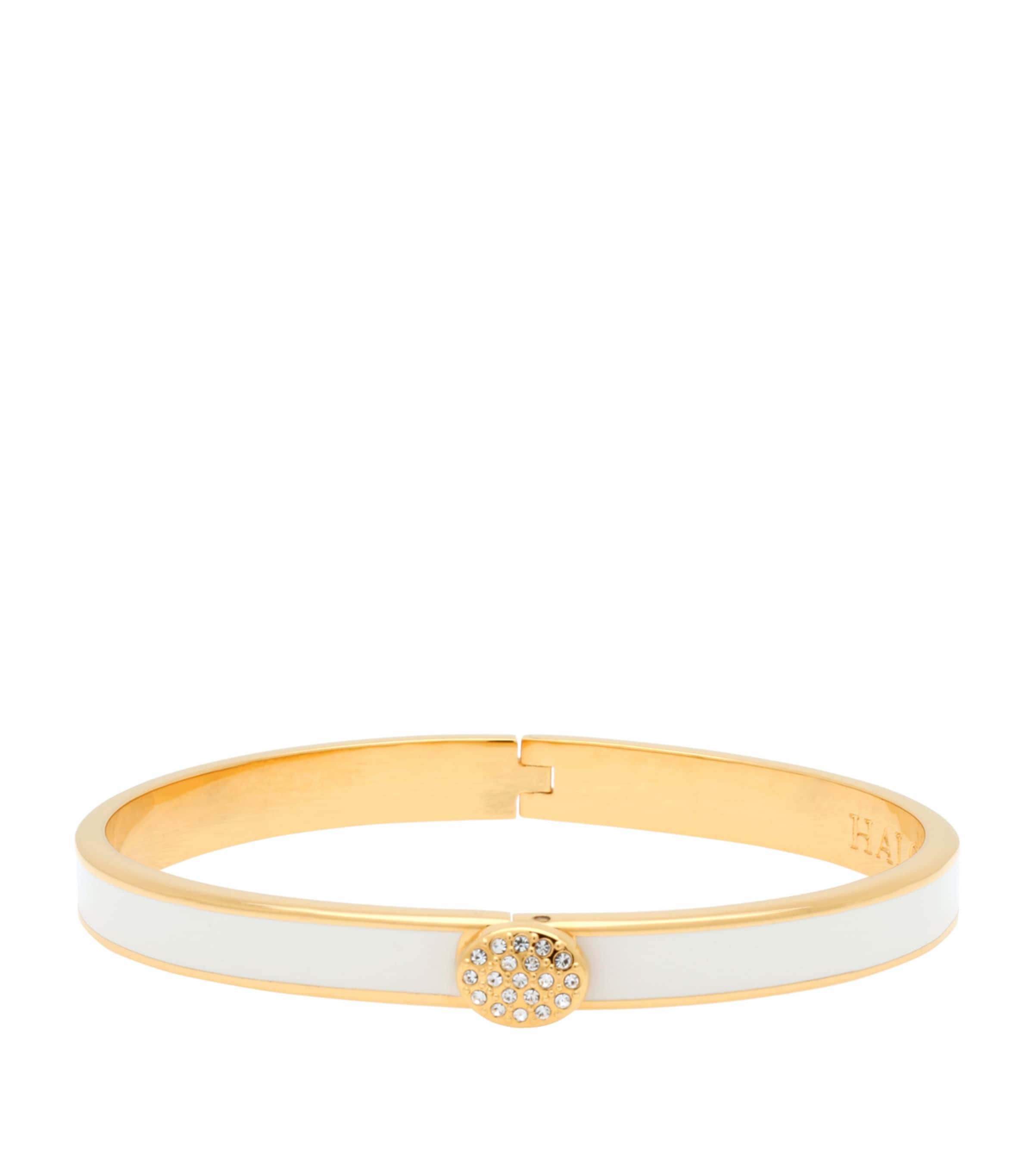 Gold-Plated Crystal Button Bangle CREAM Image 1