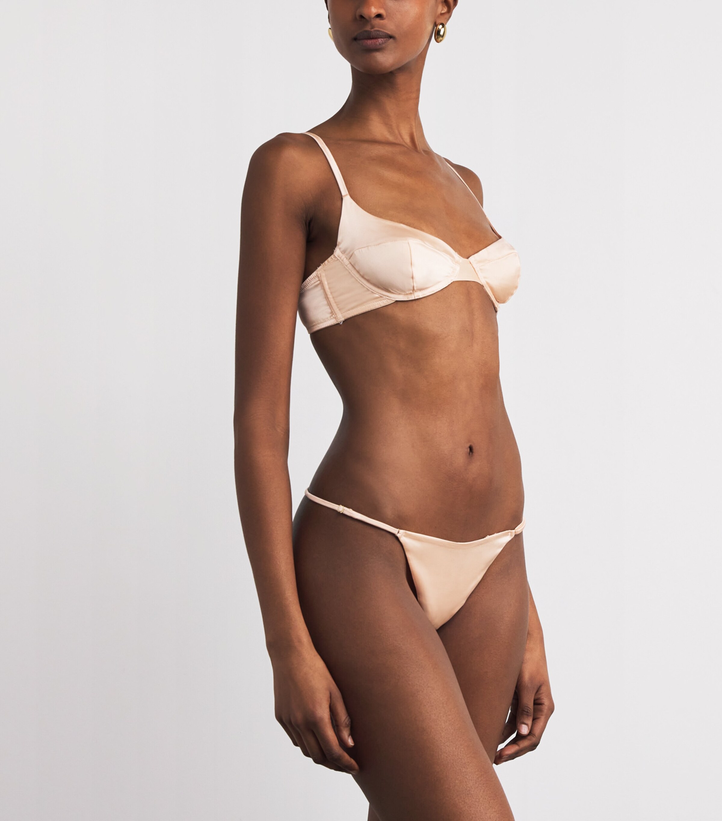 Kiki de Montparnasse Womens Stretch-Silk Tous Les Jours Thong Blush Image 2