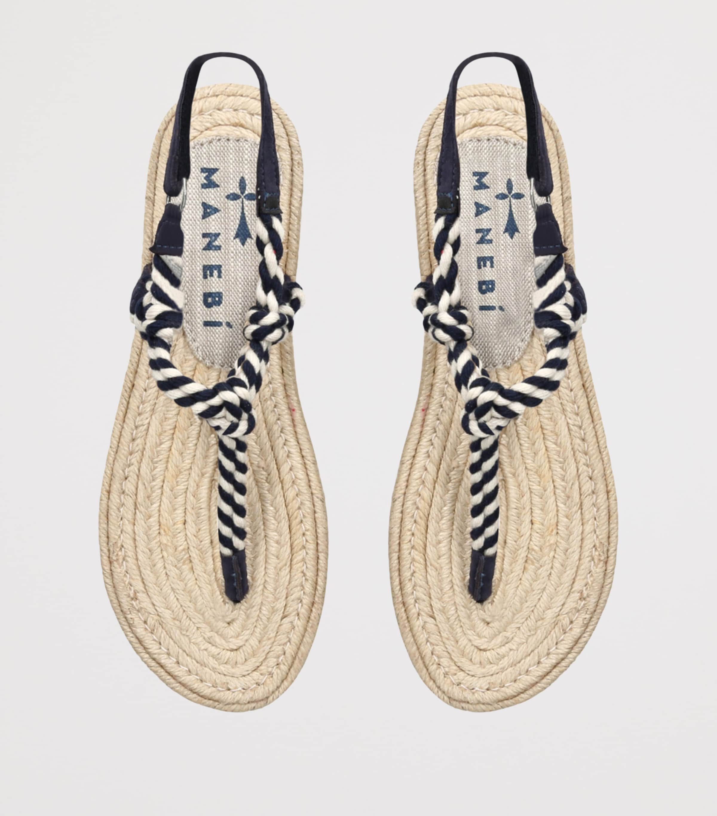 Manebi Rope Flat Sandals White/navy Image 4