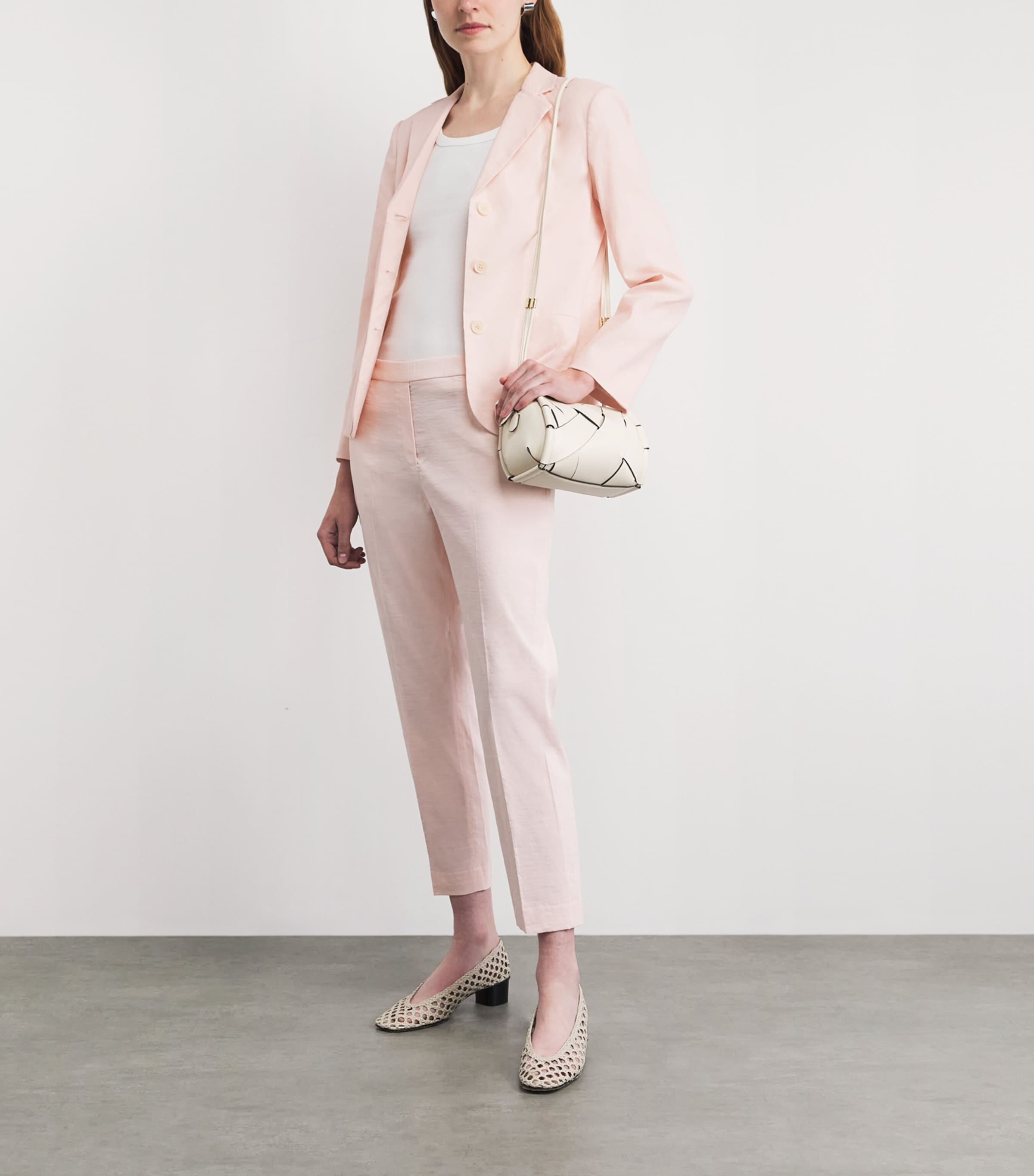 Theory Womens Linen-Blend Single-Breasted Blazer Xke Warm Pink Image 2