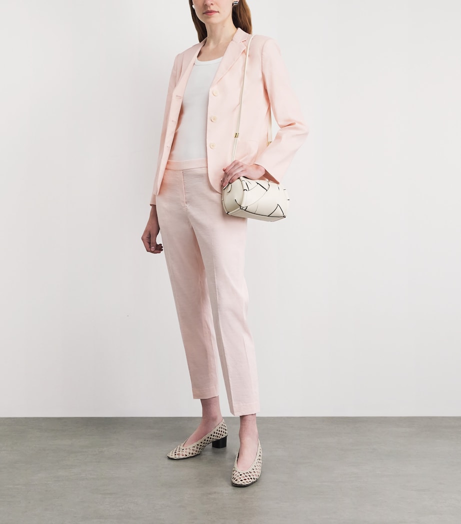 Theory Womens Linen-Blend Single-Breasted Blazer Xke Warm Pink Image 2