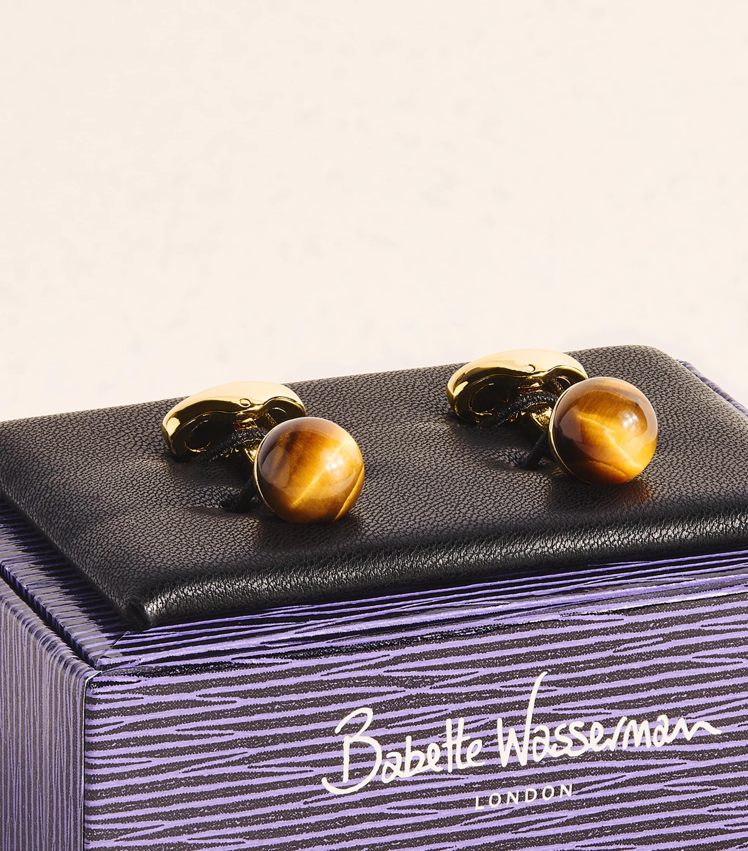 Babette Wasserman Chakra Power Orb Tigers Eye Cufflinks Tigers Eye Image 3