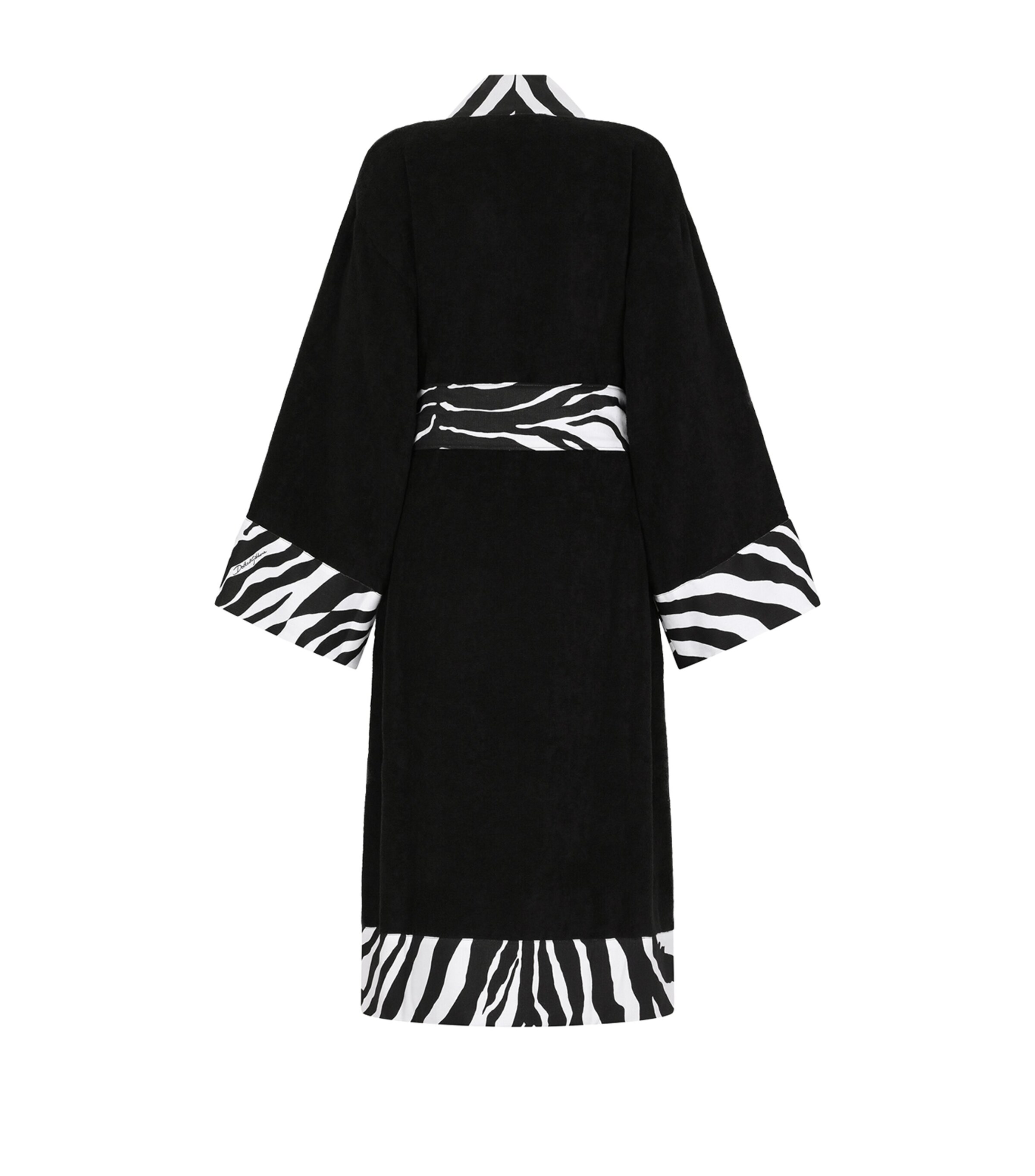 Dolce&Gabbana Casa Terry Cotton Zebra Print Robe Nero Zebra Image 2