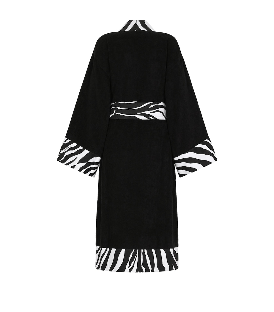 Dolce&Gabbana Casa Terry Cotton Zebra Print Robe Nero Zebra Image 2