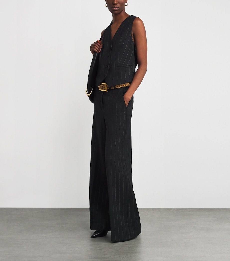 Metallic Pinstripe Tailored Trousers BLACK/GOLD Image 2