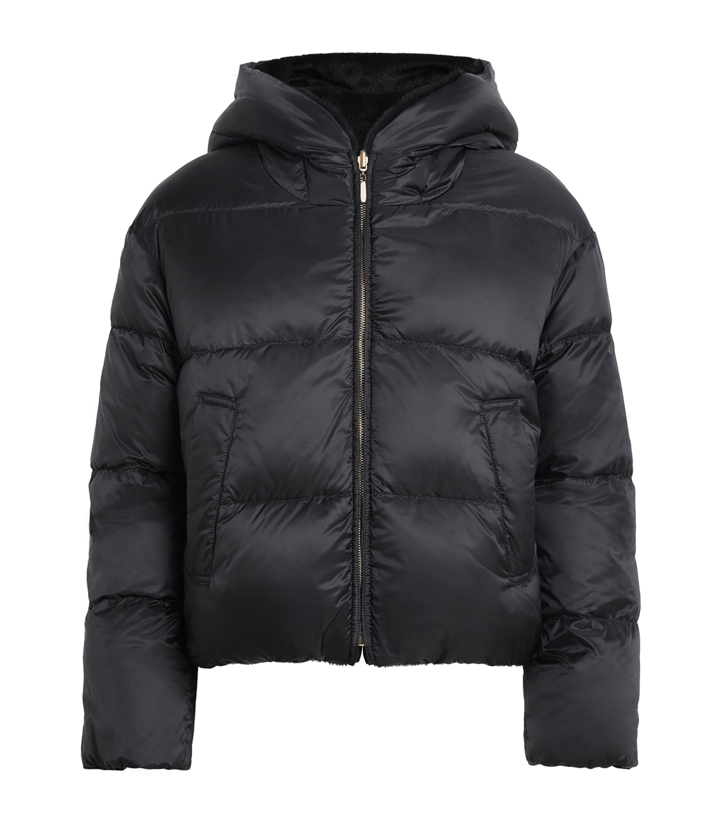Max Mara Wool Reversible Quilted Jacket In Black