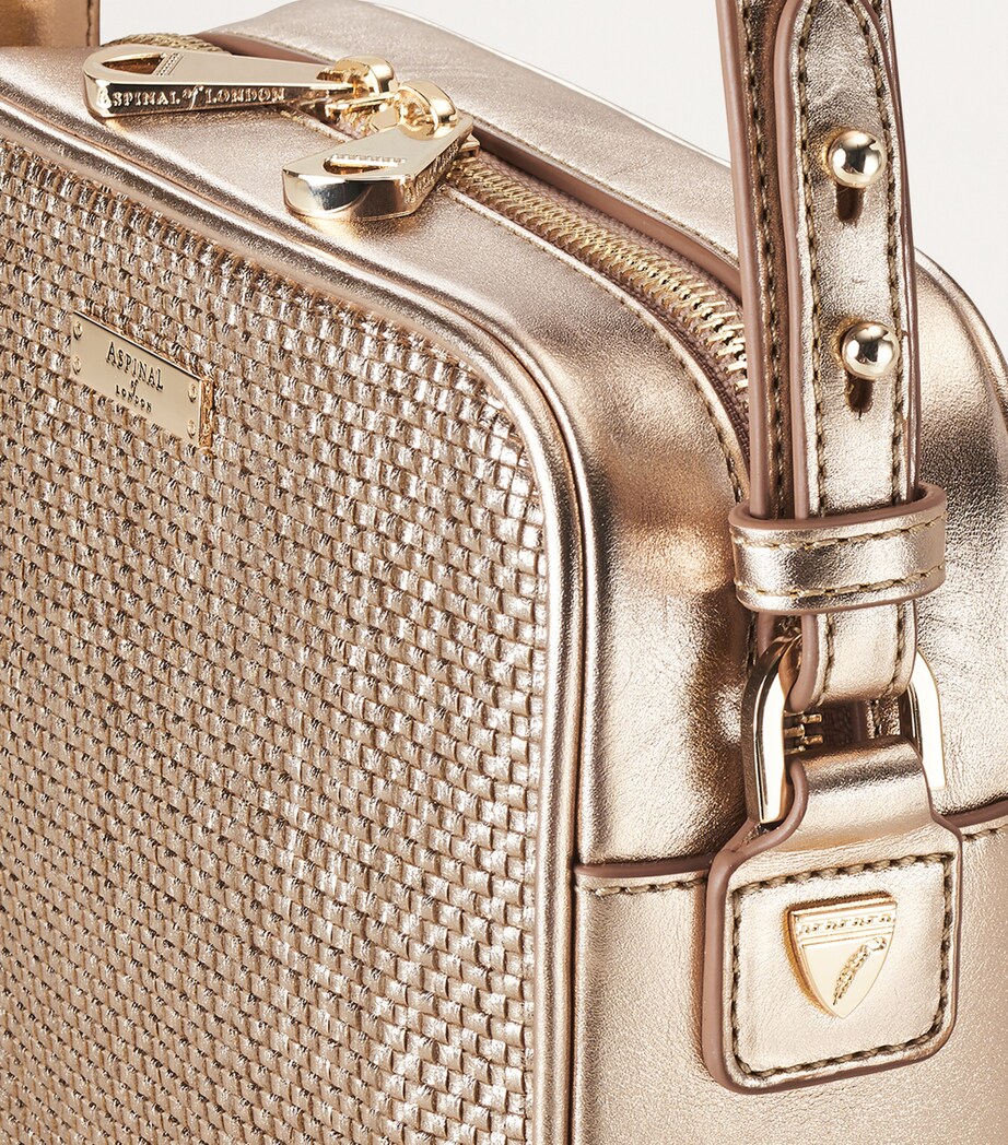 Aspinal Of London Leather Woven Camera Bag Champagne Image 6