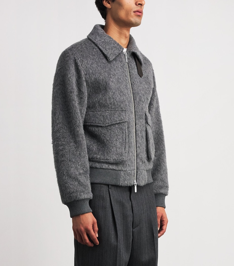 CHÉ Mens Wool-Blend Verbier Bomber Jacket Stone Grey Image 4