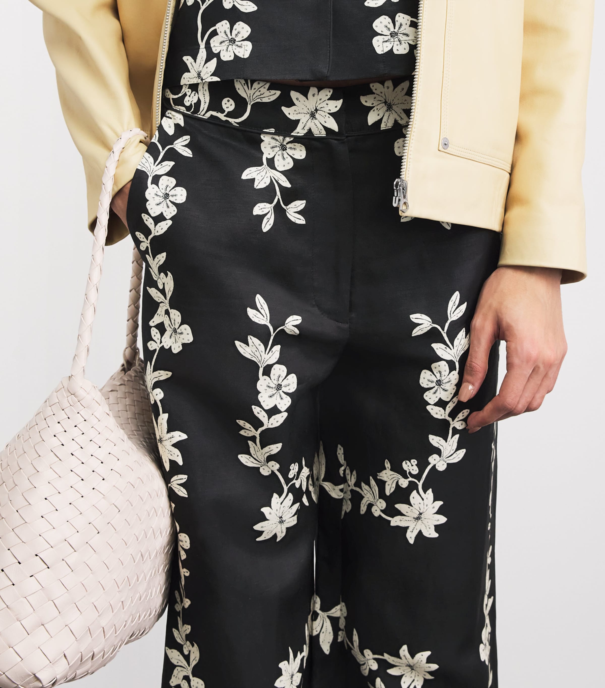 Claudie Pierlot Womens Floral Wide-Leg Tailored Trousers Dark Print Image 3