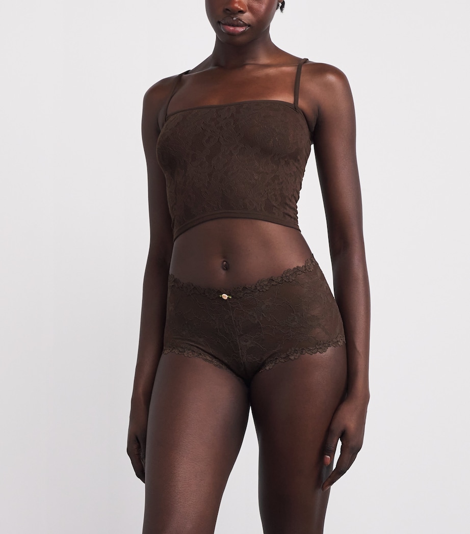 Stretch Lace Boy Short Briefs ESPRESSO Image 2