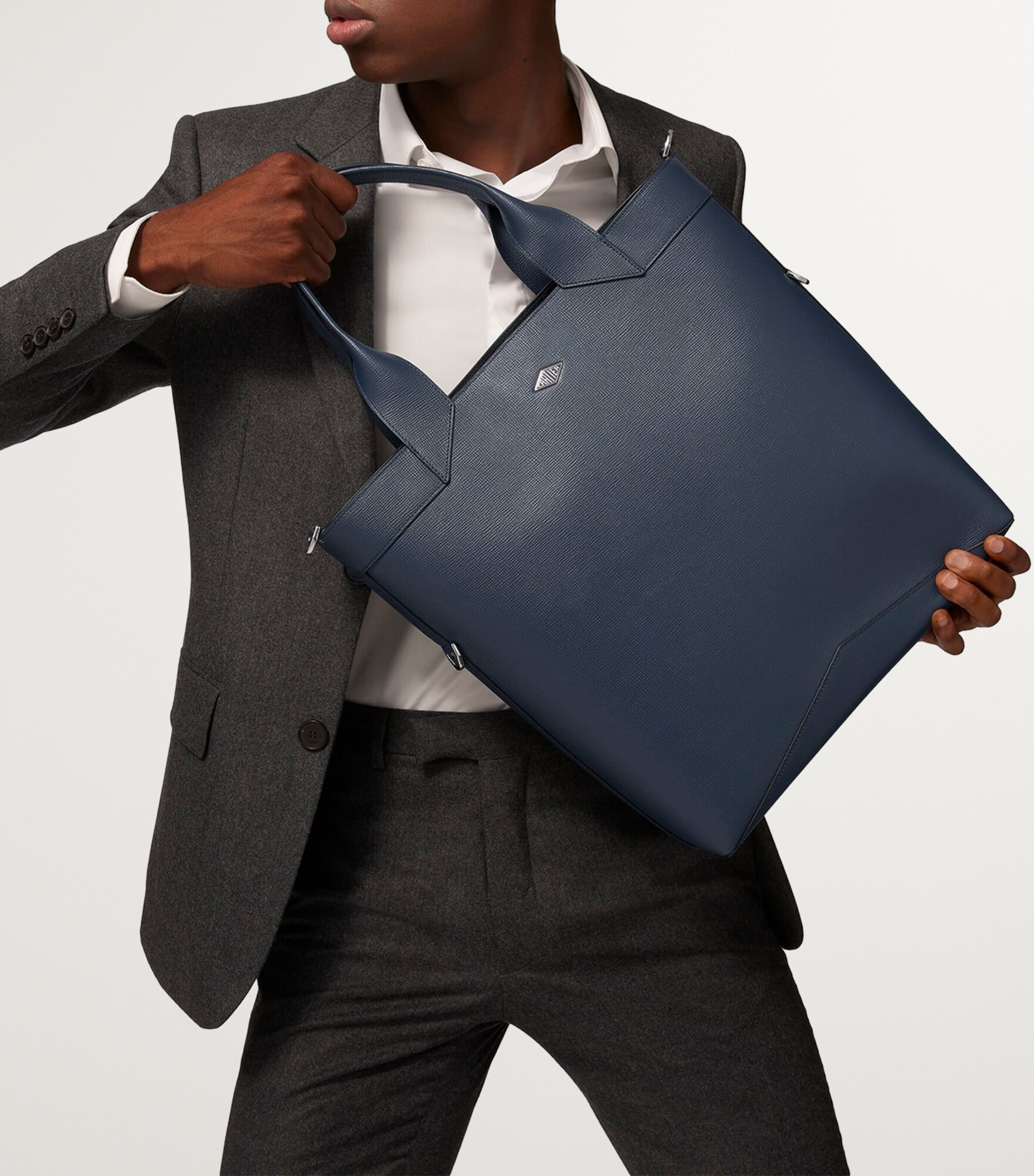 Small Calfskin Losange Tote Bag NAVY BLUE Image 5