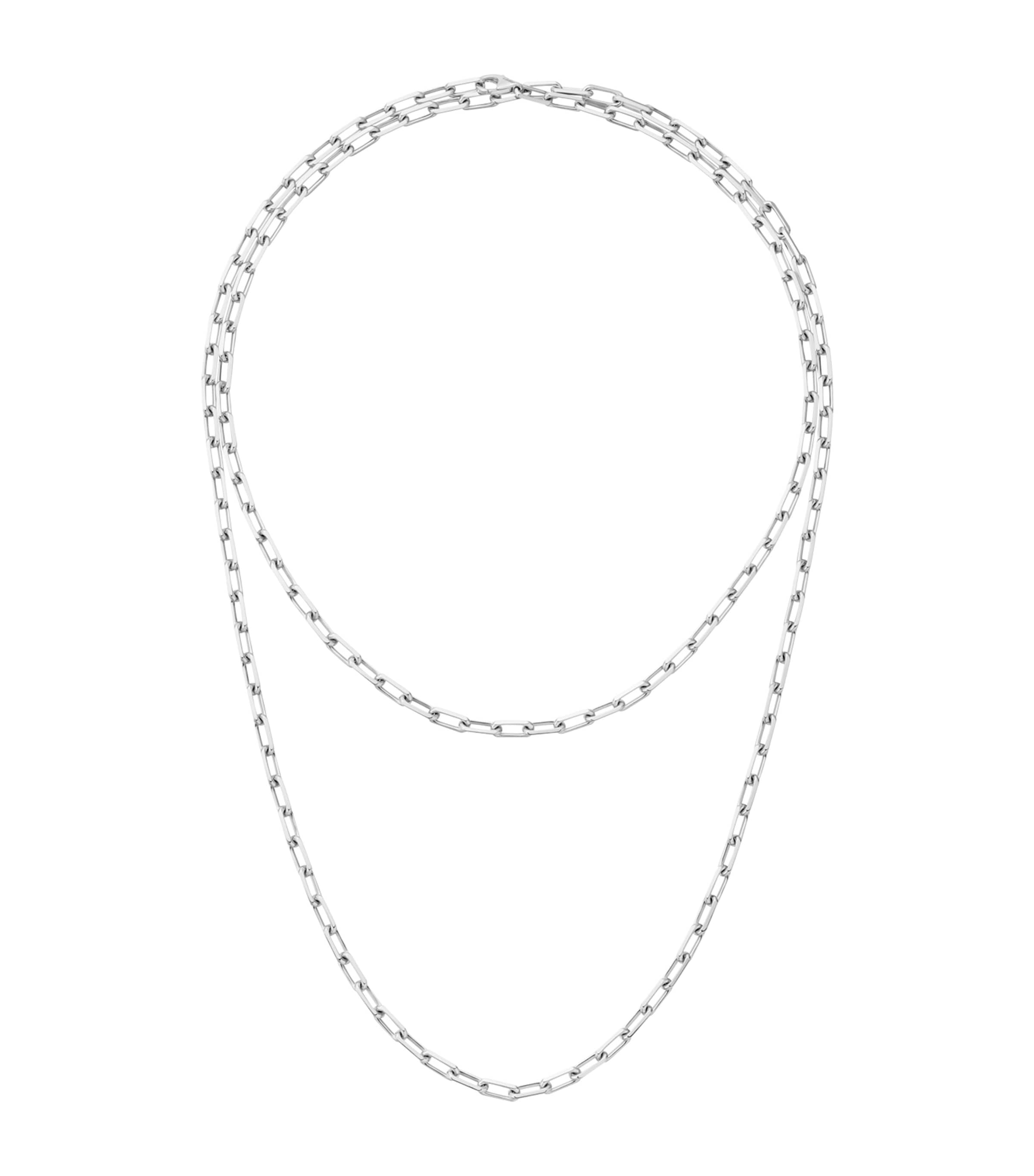 Small White Gold Santos de Cartier Long Chain Necklace WHITE GOLD Image 1