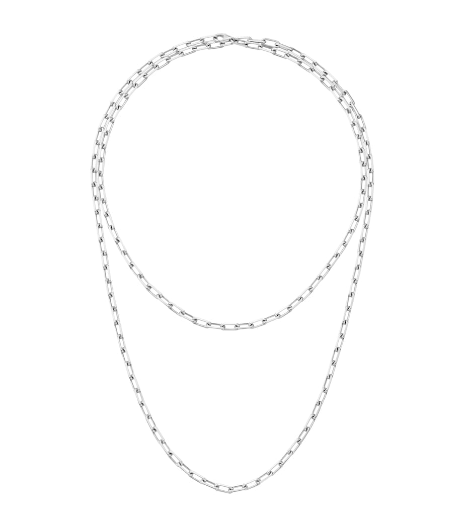 Small White Gold Santos de Cartier Long Chain Necklace WHITE GOLD Image 1