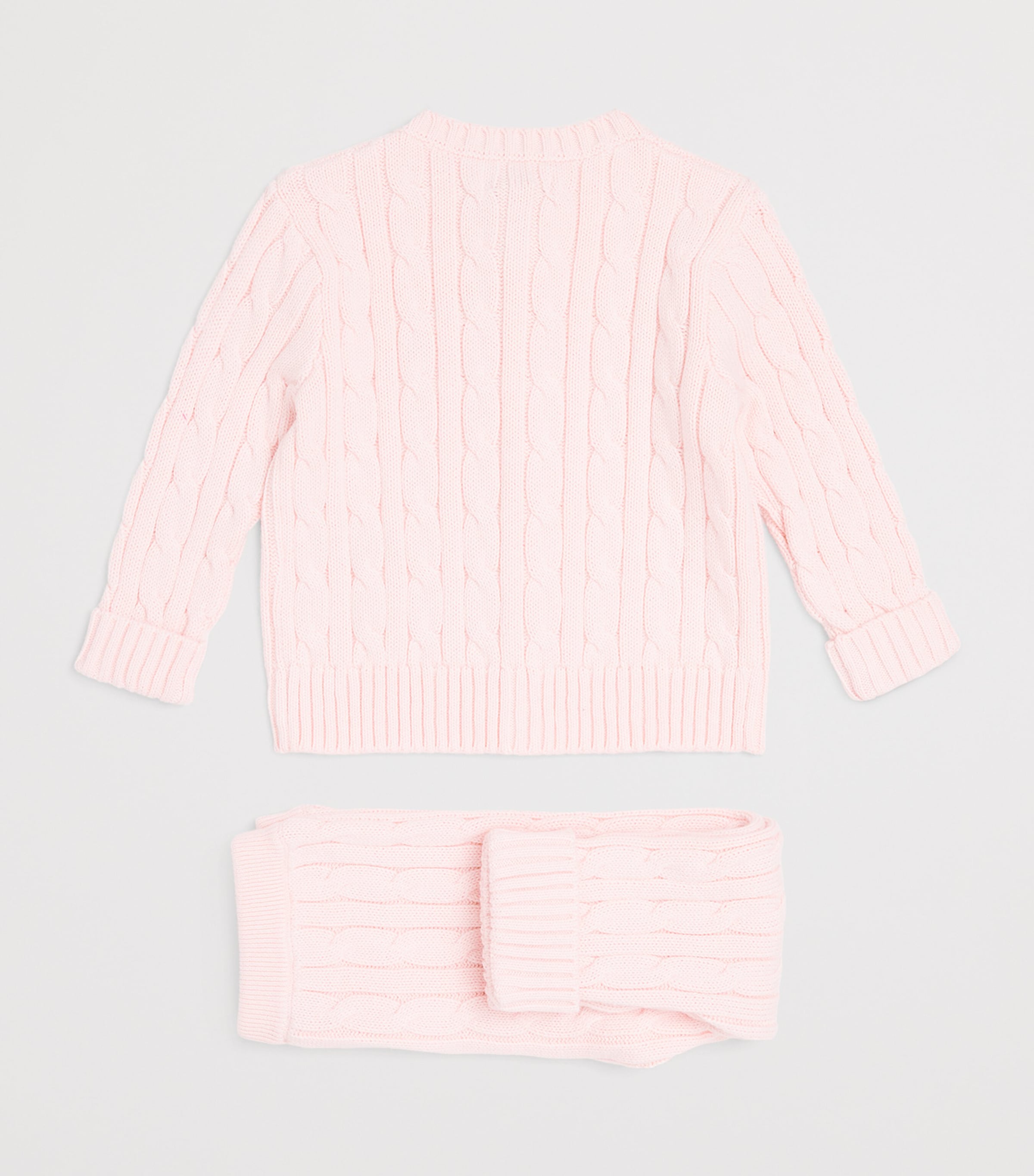 Ralph Lauren Kids Cotton Cable-Knit Cardigan and Leggings Set (3-24 Months) Morning Pink Image 2