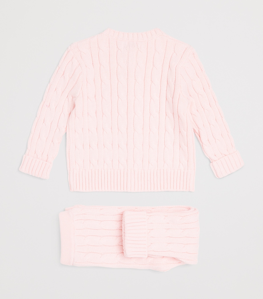 Ralph Lauren Kids Cotton Cable-Knit Cardigan and Leggings Set (3-24 Months) Morning Pink Image 2