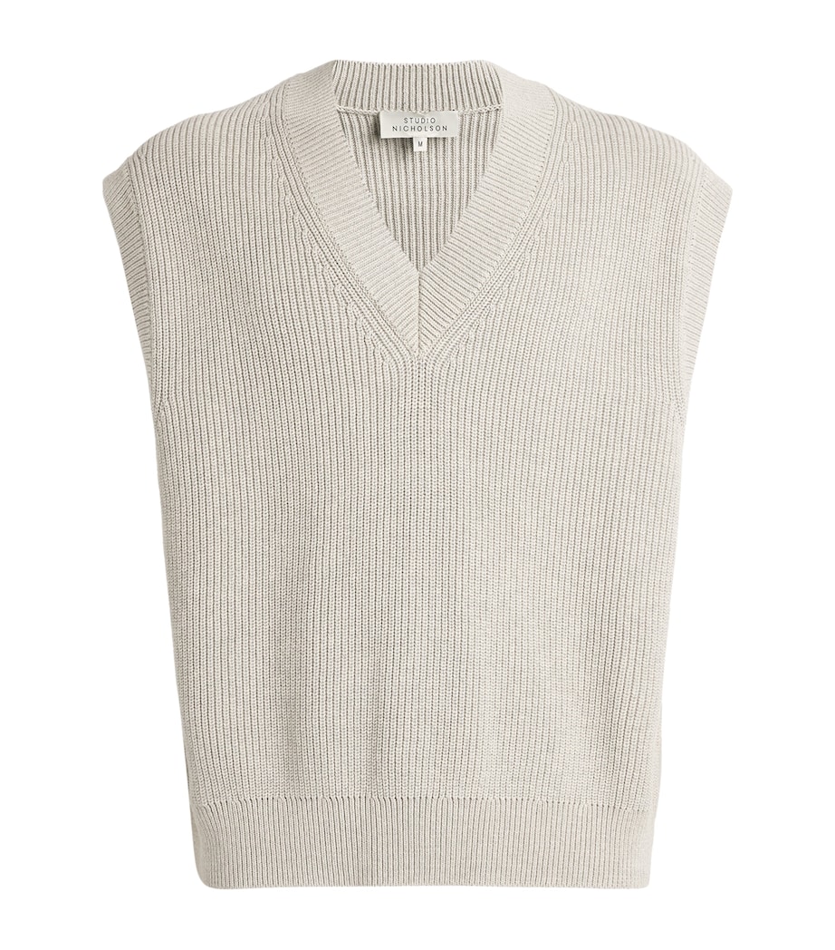 Studio Nicholson Mens Cotton Culkin Sweater Vest Grey Marl Image 1